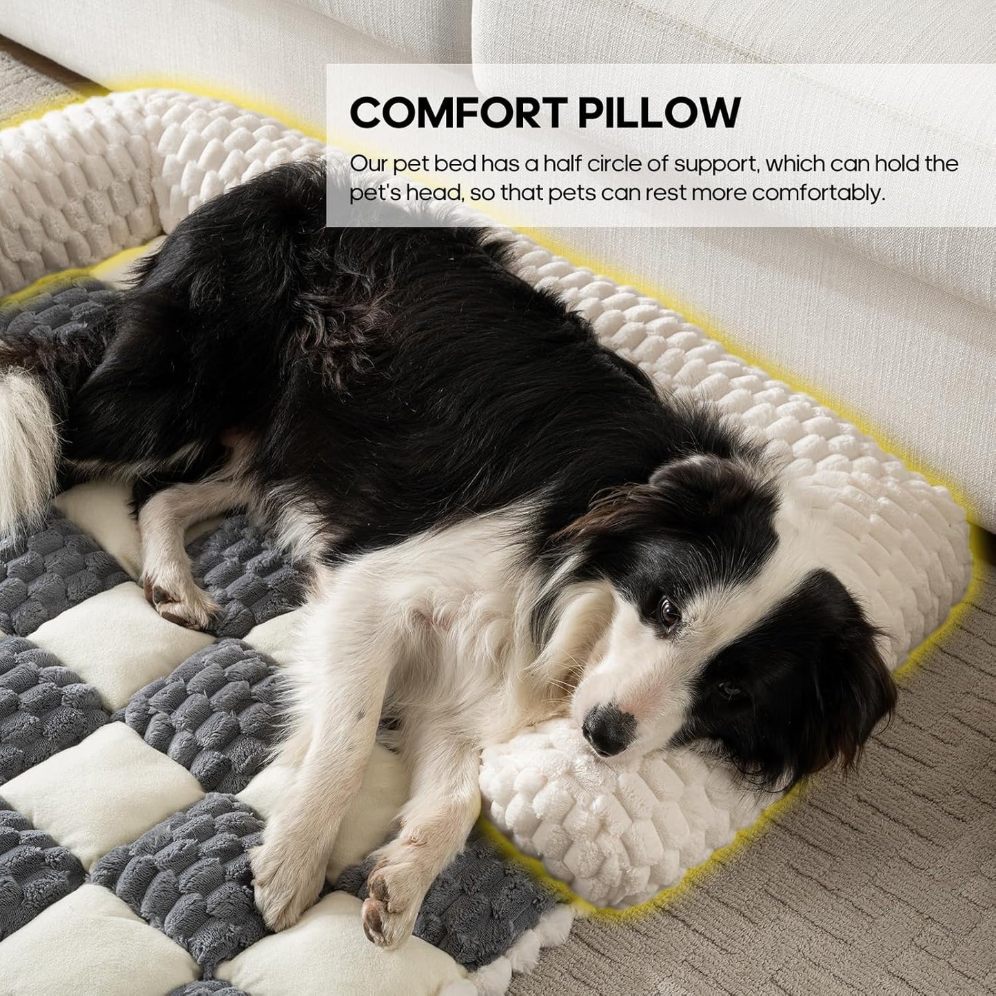 Dog Couch Bed, Flannel Dog Couch Cover Protector, Washable Pet Couch Covers for Sofa, Non-Slip Couch Covers for Dogs, Pet Bed for Couch (Bluegrey&White-33.45" x 30.71")
