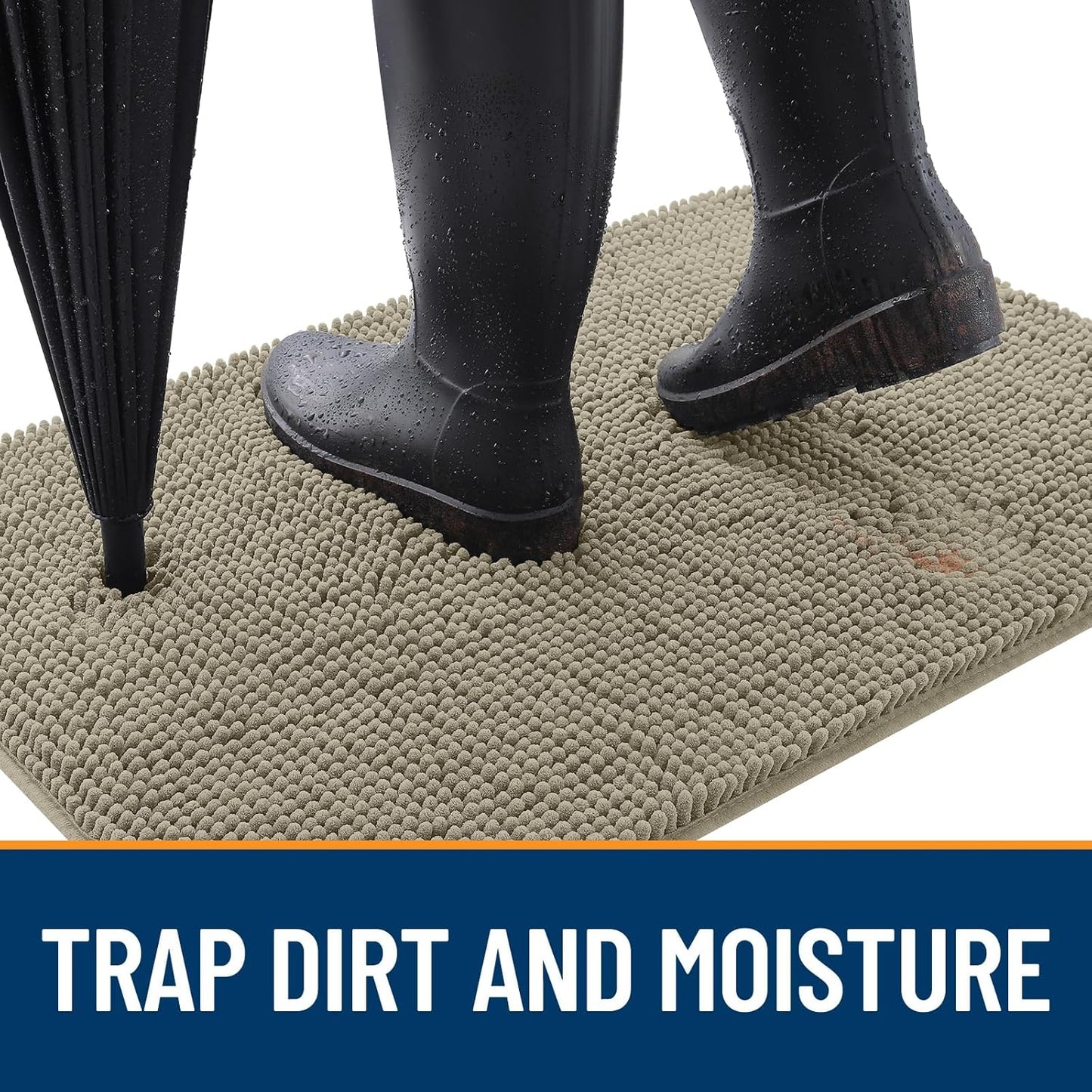 OLANLY Dog Door Mat for Muddy Paws 44x24, Absorbs Moisture and Dirt, Absorbent Non-Slip Washable Doormat, Quick Dry Chenille Mud Mat, Entry Indoor Entryway Carpet for Inside Floor, Warm Taupe