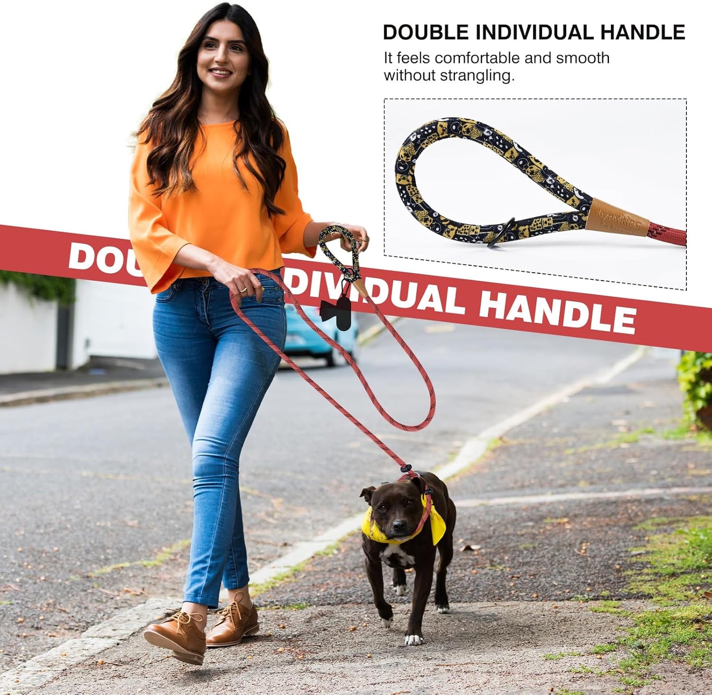 lynxking Slip Lead Dog Leash Reflective, Heavy Duty Comfortable Strong Rope for Large Medium Small Dogs No Pull Pet Training (Red, 2PCS Large 1/2in x 6ft)