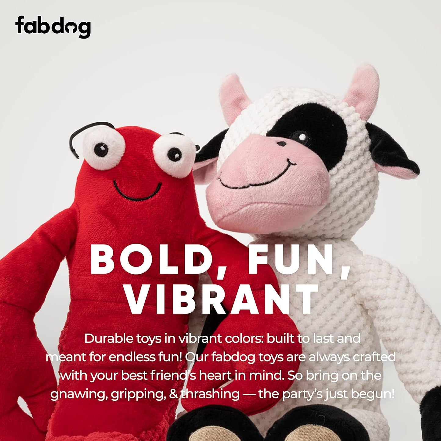 fabdog Floppies Plush Dog Toy - Cute & Durable Squeaky Dog Toys - Best Squeak Toy for Puppies and All Breeds | Ideal Pet Gift| Large Cow