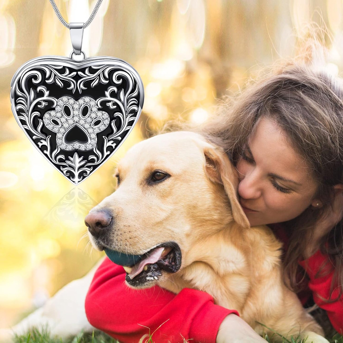Fanery Sue Personalized Customized Pet Locket Necklace, Heart Lockets Picture Necklaces Dog Memorial Gifts Cat Sympathy for Women Men