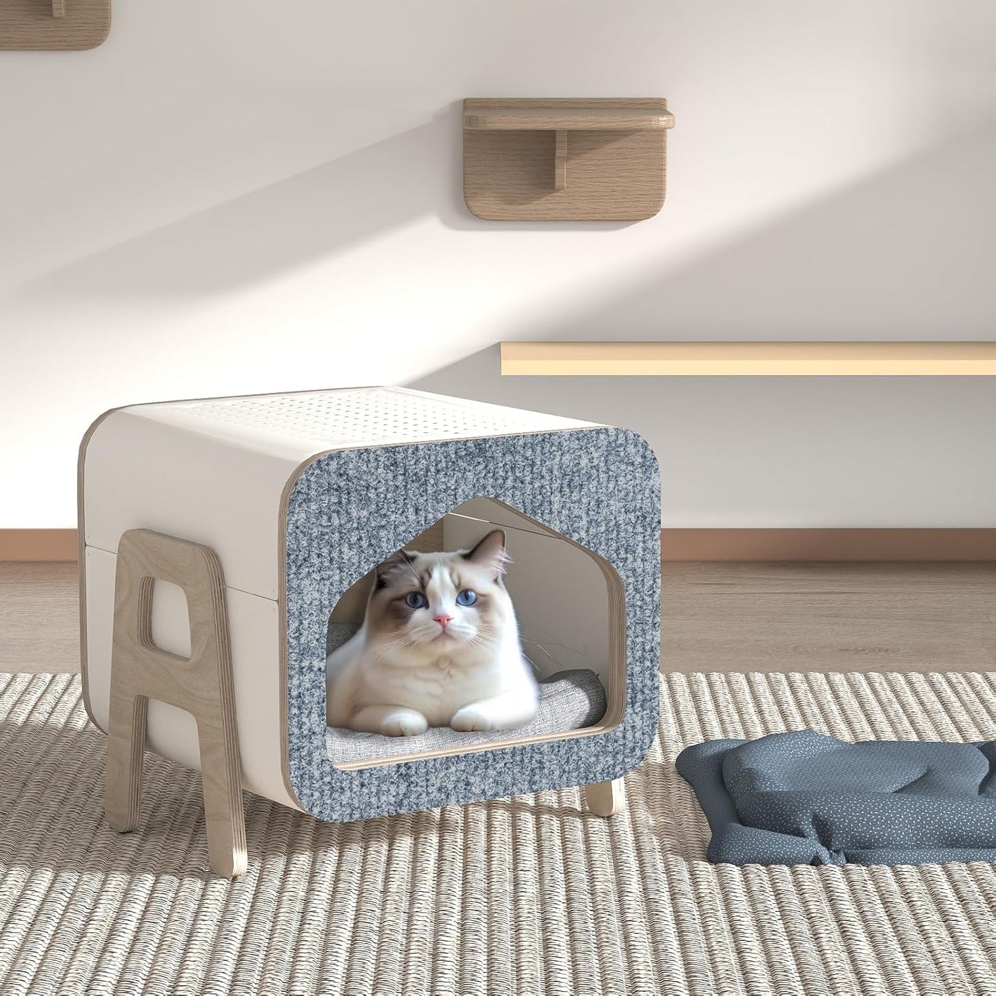 ICOOP Cat Scratch Furniture Protector 15.8"×47.2" Furniture Protectors from Cats Scratching Light Grey Cat Scratching Carpet Self-Adhesive DIY Trimmable Wall Mounted Cats Scratcher for Couch Corner