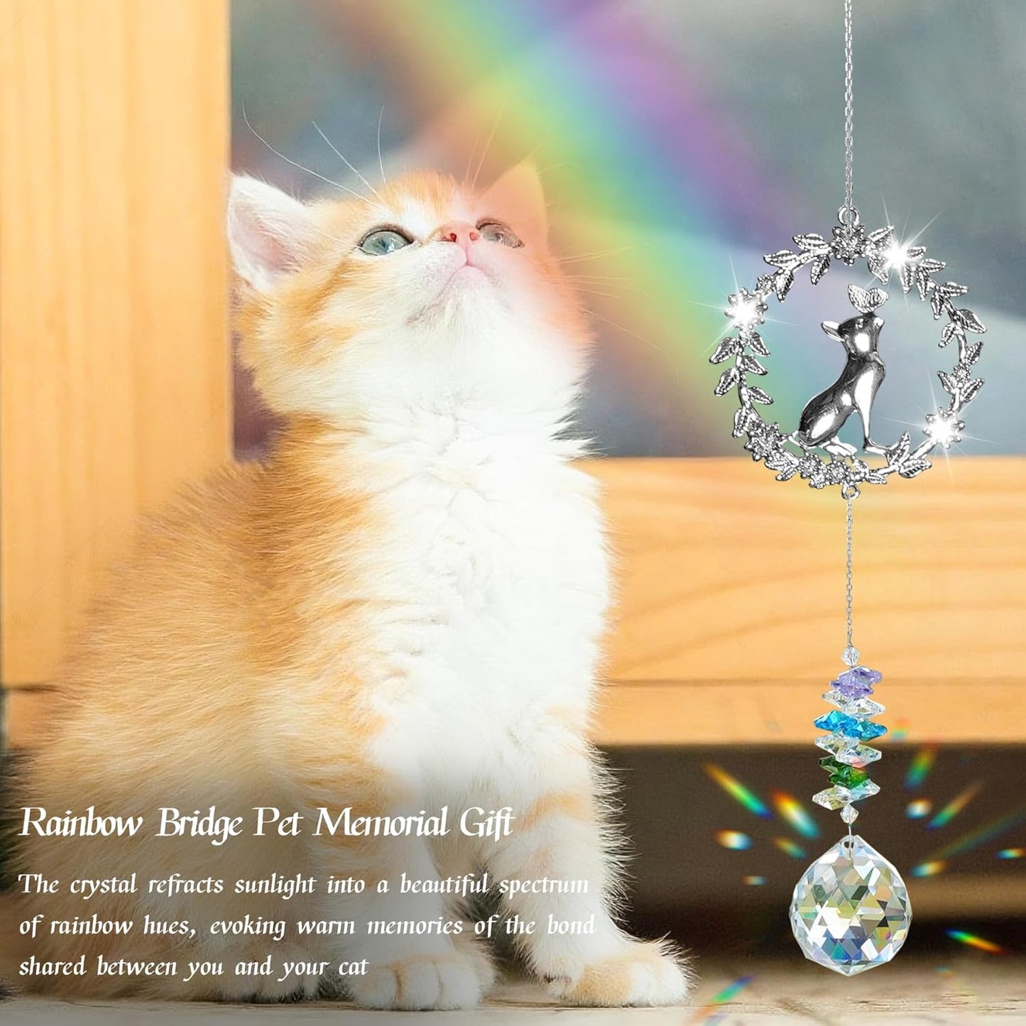 Dog Memorial Gifts for Loss of Dog, Pet Memorial Suncatcher, Pet Sympathy Gifts, Garland Suncatcher with Card & Gift Box, Remembrance Bereavement Gift for Loss of Dogs Cats