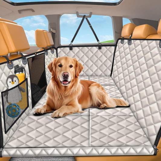 URPOWER Hard Bottom Dog Seat Cover with Mesh Window Waterproof Bench Dog Car Seat Cover for Back Seat Nonslip Pet Rear Seat Protector for Fur & Mud, Washable Dogs Hammock for Cars Trucks and SUV