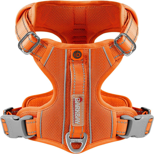 BARKBAY Dog Harness No Pull with ID Tag Pocket - Heavy Duty, Reflective, Easy Control for Large Dogs(Orange,XS)