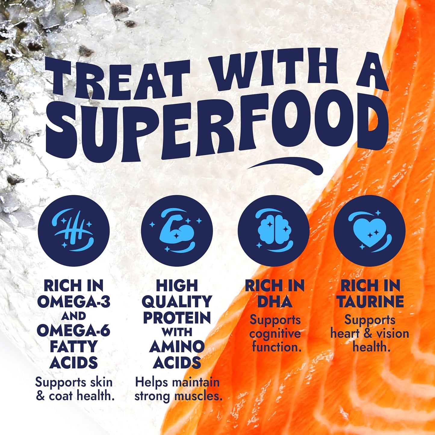 Finfare Freeze Dried Salmon Skin Bites, Grain Free Crunchy Salmon Cat Treats, High Protein & Omega-3s for Skin & Coat Health, Crafted in USA, 1.3oz