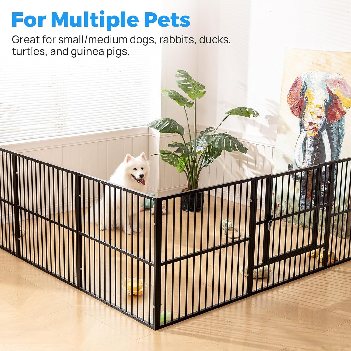 Dog Playpen - 32" Height Dog Pen, Heavy Duty Puppy Pen with Door, Safe & Sturdy, Easy Assemble for Indoor/Outdoor Pet Playpen (12 Panels with Door, Black)