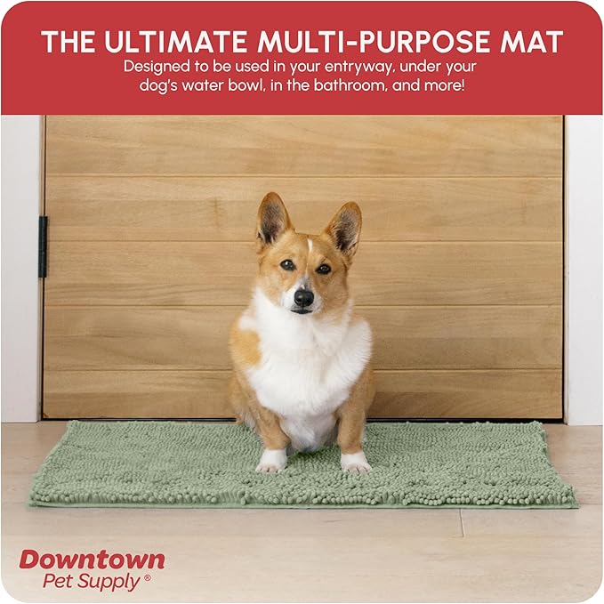 My Doggy Place Microfiber Dog Mat for Muddy Paws, 31" x 20" Sage - Absorbent and Quick-Drying Dog Paw Cleaning Mat, Washer and Dryer Safe - Non-Slip Rubber Backed Dog Floor Mat, Medium