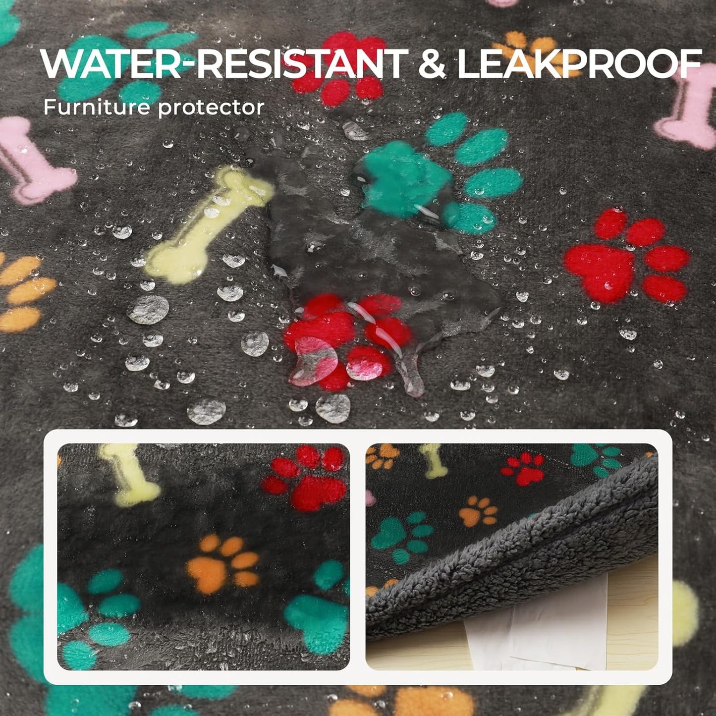 Luciphia Waterproof Pet Blankets for Couch Sofa Bed Cover Cat Liquid Pee Proof Washable Soft Fluffy Large Dog Blanket Reversible Furniture Protection Puppy Grey Bone Thicken Large（65" x 57"）