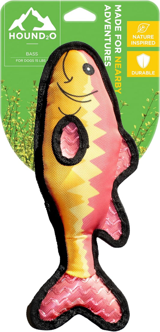 Dog Toys | Plush Toy Fish Bass Stuffed Animal for Dogs | Outdoor Toy - Easy to Clean and Made from Non Toxic Materials