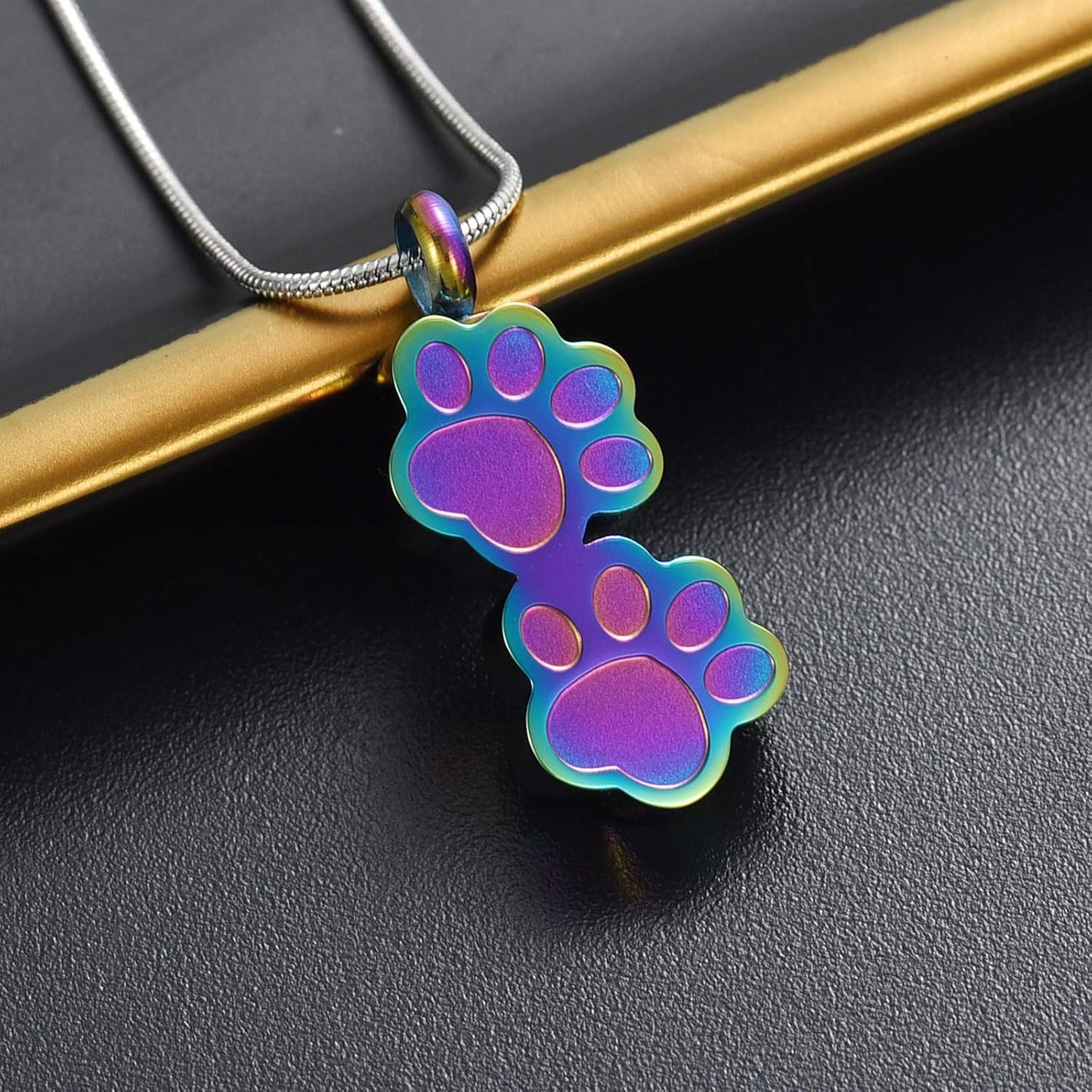 Pet Urns For Dogs/Cats - Pet Ashes Necklace - Paw Print Urn Necklace with Mini Keepsake Urn Memorial Ash Jewelry