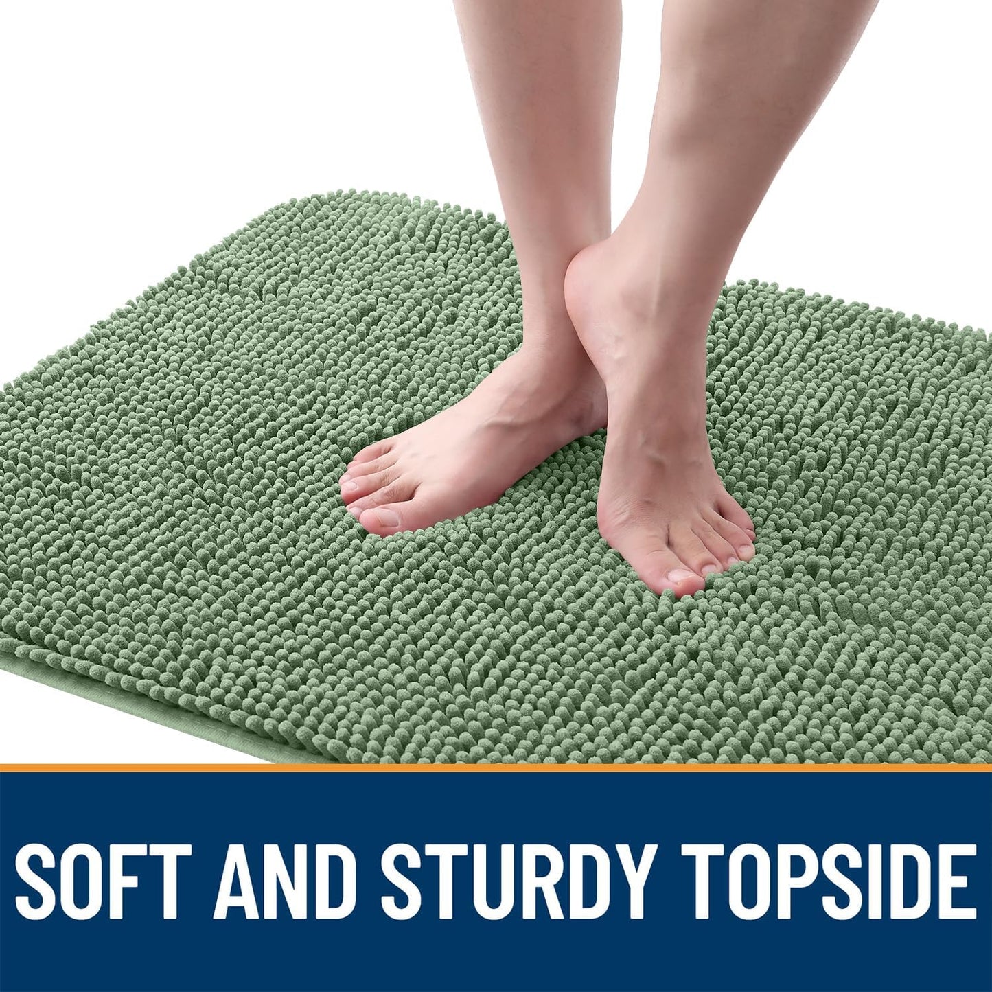 OLANLY Dog Door Mat for Muddy Paws 70x24, Absorbs Moisture and Dirt, Absorbent Non-Slip Washable Doormat, Quick Dry Chenille Mud Mat, Entry Indoor Entryway Carpet for Inside Floor, Olive Green