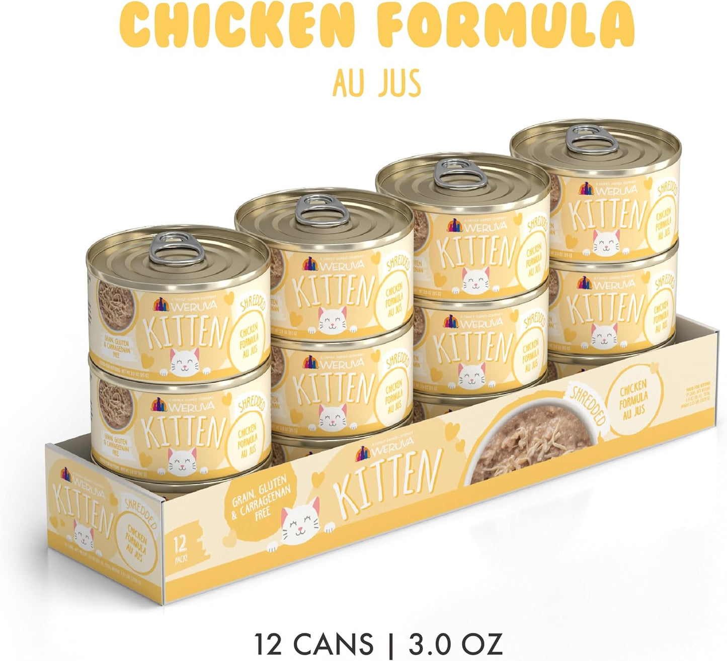 Weruva Kitten, Chicken Formula Au Jus, 3oz Can (Pack of 12)