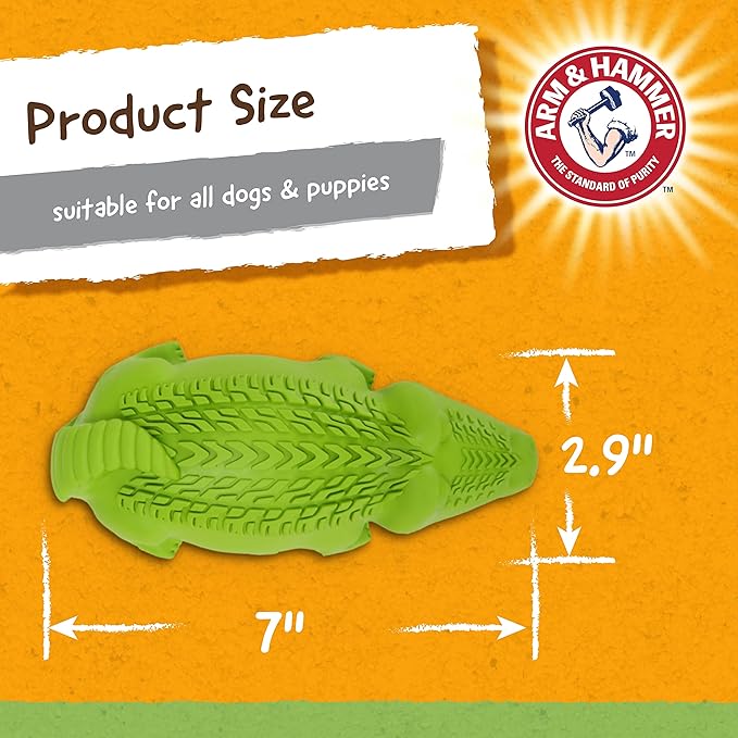 Arm & Hammer for Pets Super Treadz Gator Chew Toy - Best Chew Toys Reduce Plaque & Tartar Buildup Without Brushing - for Dogs up to 35 Lbs (Pack of 12)