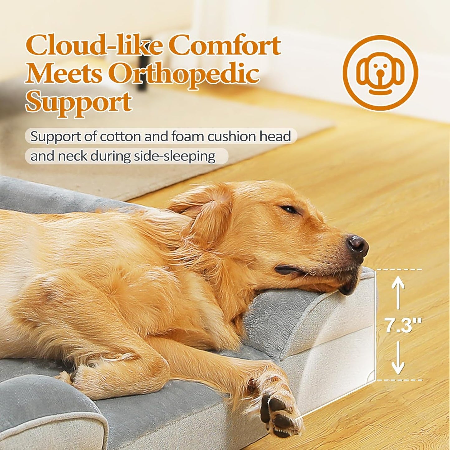 PAWZ Road Dog Bed for Large Dogs with Supportive Foam,2-Layer Waterproof Cover and Non-Slip Bottom for Small, Medium and Large Dogs-Gray,XLarge