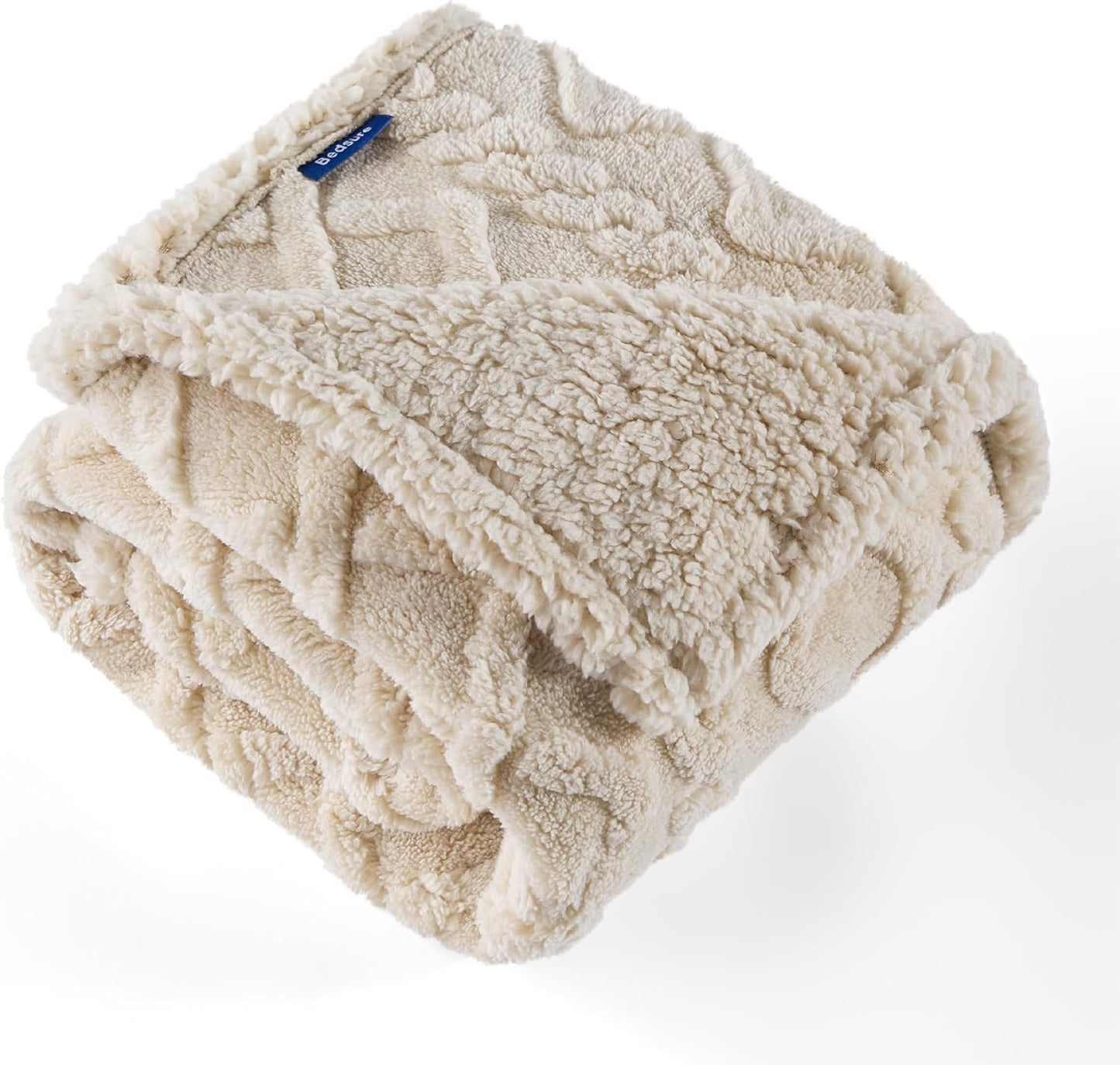 Bedsure Waterproof Dog Blankets for Medium Dogs - Pet Blanket for Couch Protector Washable, Premium Jacquard Coral Fleece Cat Throw Blanket, Soft Plush Reversible Furniture Protection, 30"x40", Cream