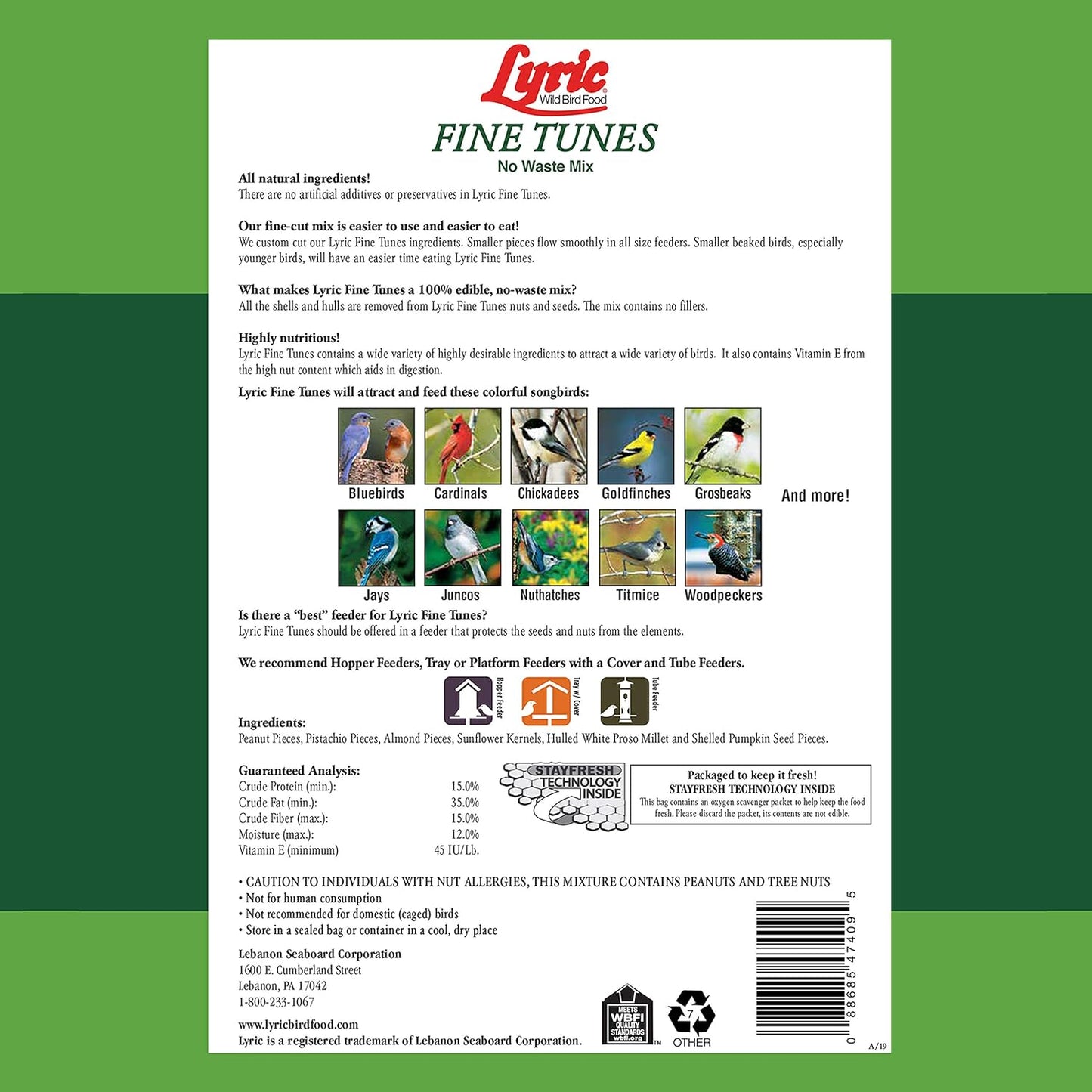 Lyric Fine Tunes Wild Bird Seed - No Waste Bird Food Mix - Attracts Bluebirds, Finches, Chickadees & More - 15 lb. Bag