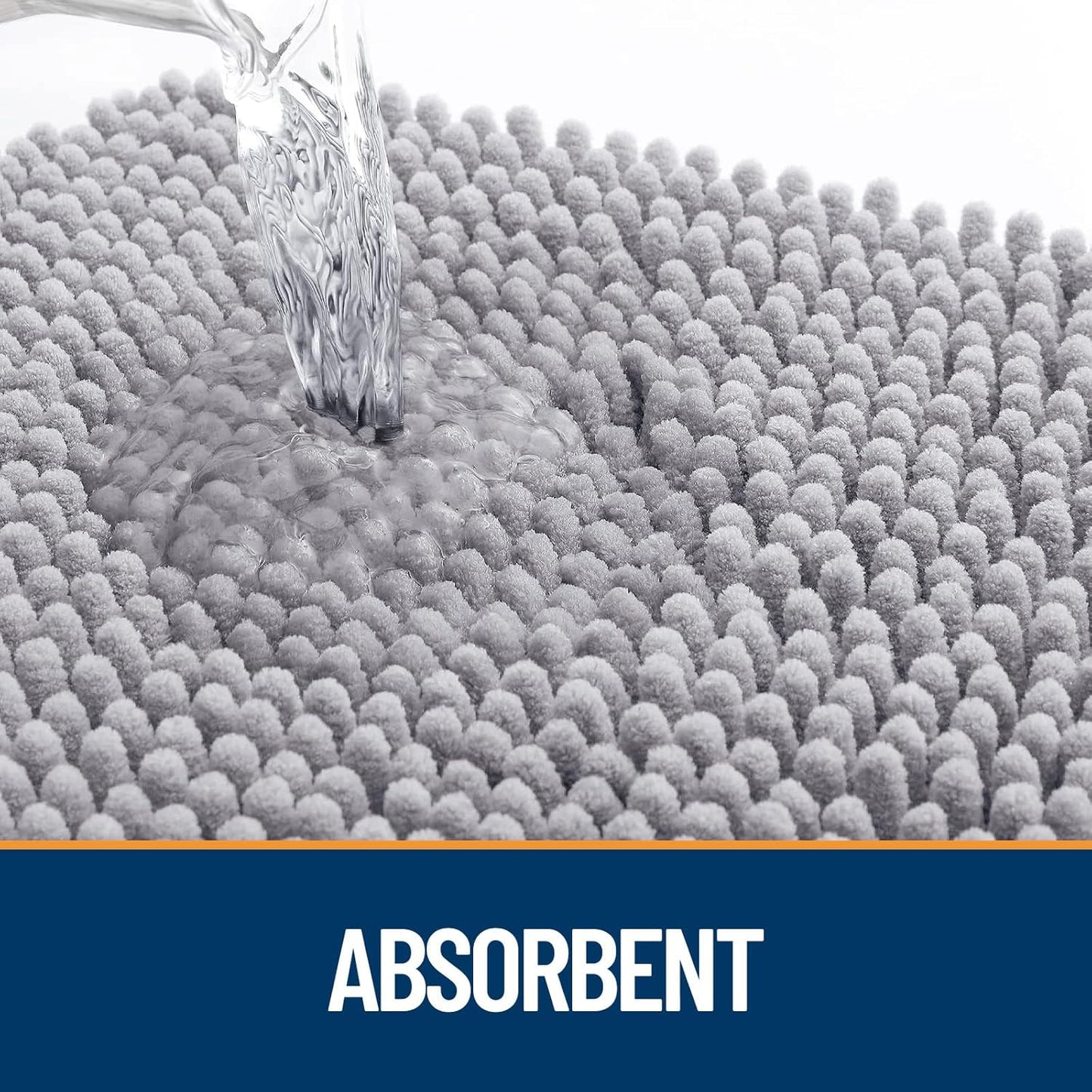 OLANLY Dog Door Mat for Muddy Paws 47x24, Absorbs Moisture and Dirt, Absorbent Non-Slip Washable Doormat, Quick Dry Chenille Mud Mat for Dogs, Entry Indoor Entryway Carpet for Inside Floor, Light Grey