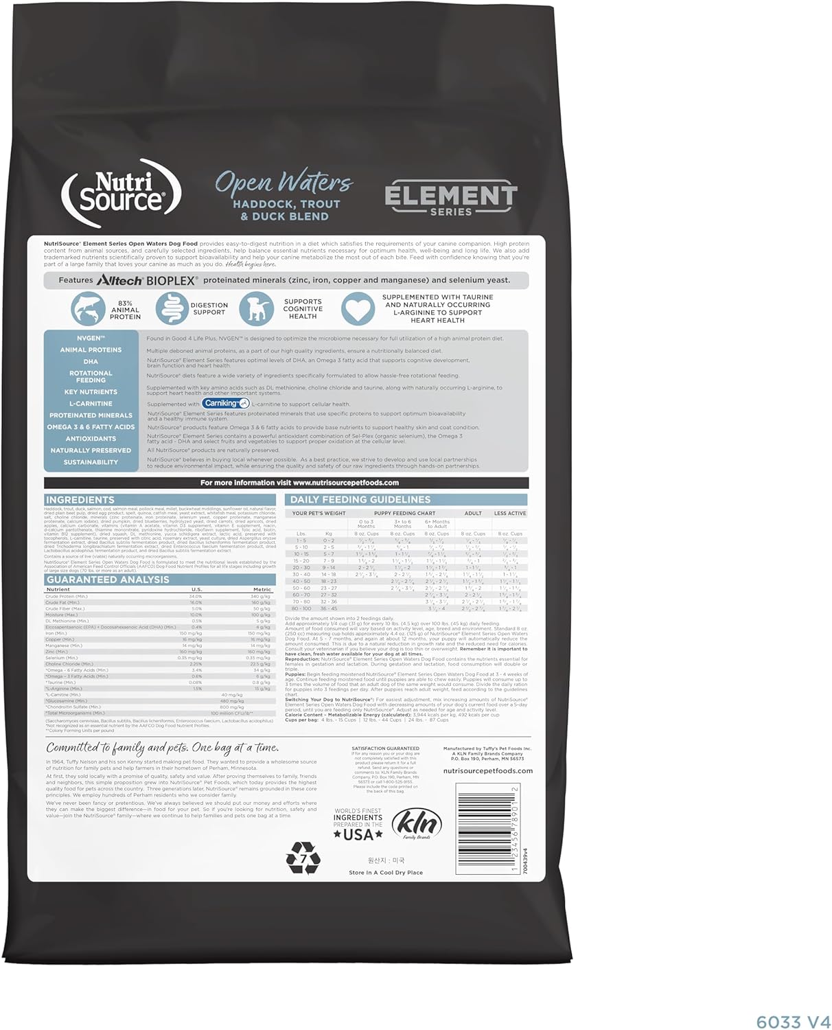 NutriSource Element Series Open Waters Dry Dog Food, Haddock, Trout and Duck, 4LB