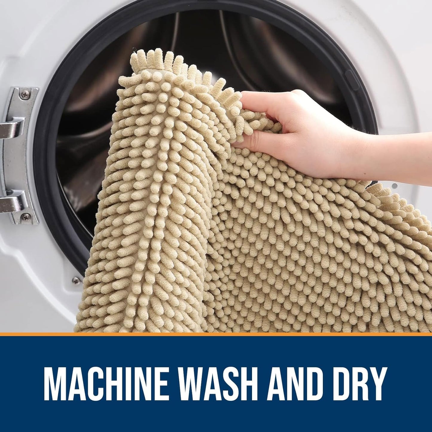 OLANLY Dog Door Mat for Muddy Paws 59x32, Absorbs Moisture and Dirt, Absorbent Non-Slip Washable Doormat, Quick Dry Chenille Mud Mat for Dogs, Entry Indoor Entryway Carpet for Inside Floor, Beige