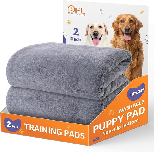 Washable Dog Pee Pads 24x36 2Pack Reusable, Absorb Dog Mats Non-Slip for Puppy Training, Whelping, Potty, Playpen, Crate