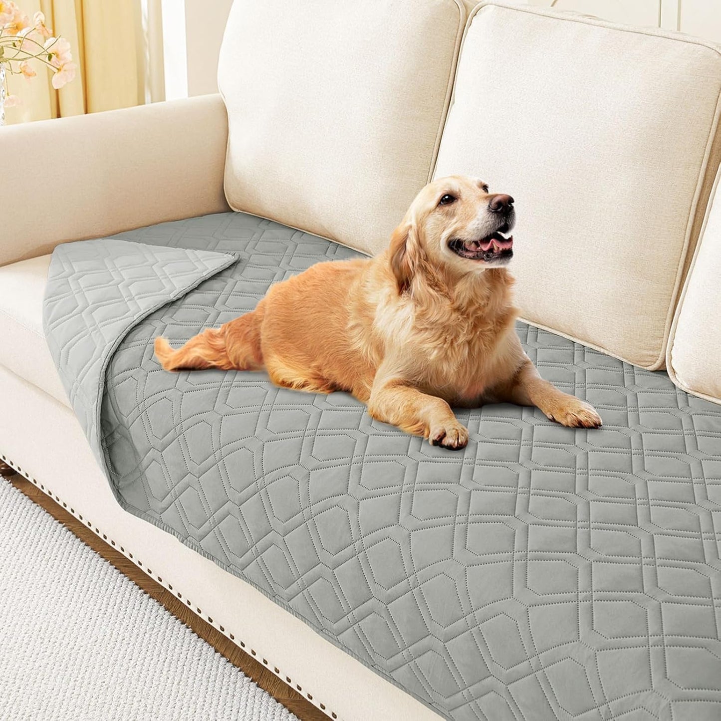 hyha Waterproof Dog Bed Blanket, Soft Pet Blankets, Waterproof Couch Cover for Dogs, Reversible Sofa Covers Washable for Furniture (30x70 Inch, Grey/Light Grey)