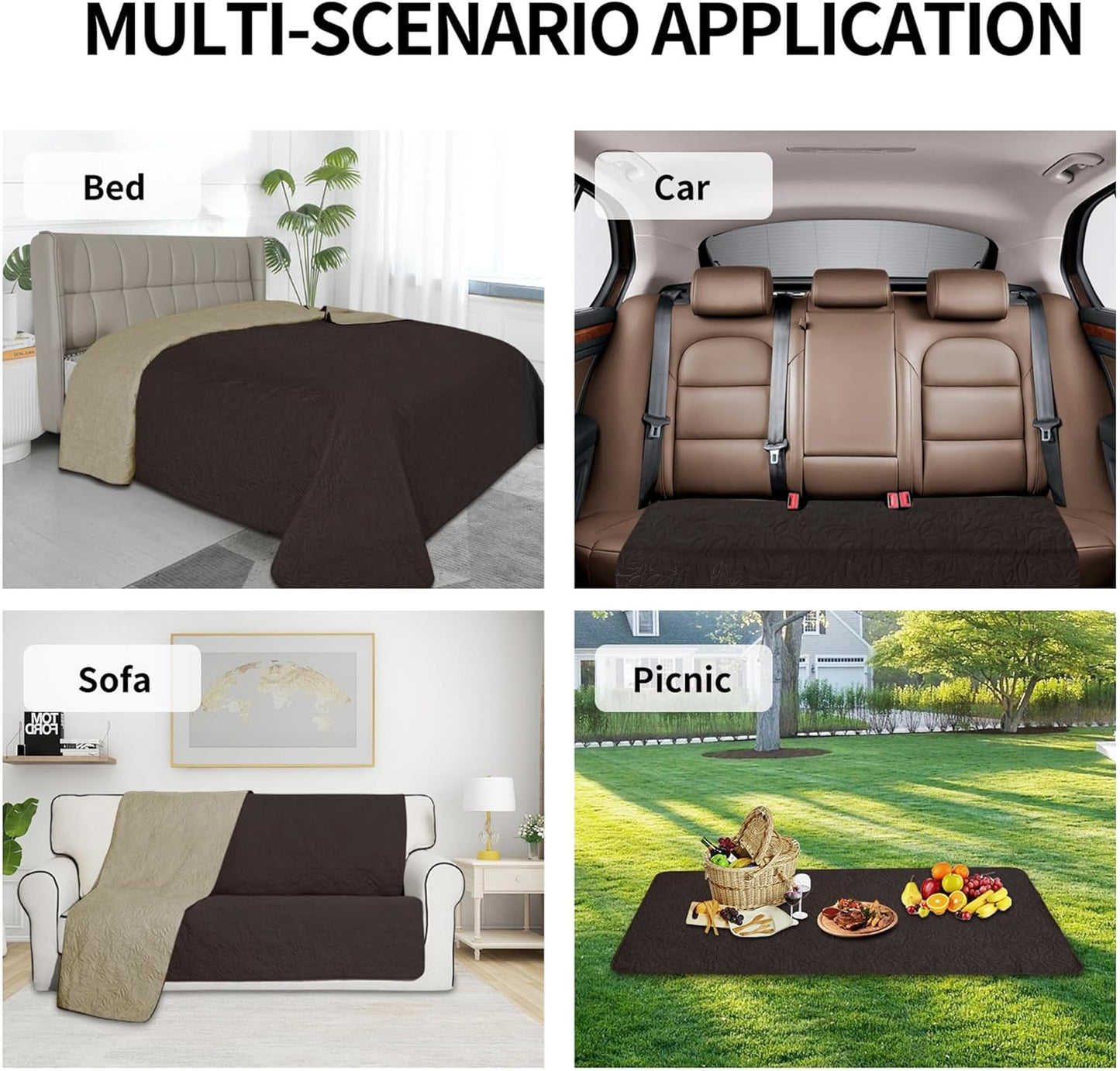 Easy-Going Waterproof Dog Bed Cover Reversible Leak Proof Pet Blanket Replacement Mat for Furniture Washable Couch Cover Sofa Cover for Dogs Cat(40x50 Inch, Chocolate/Beige)