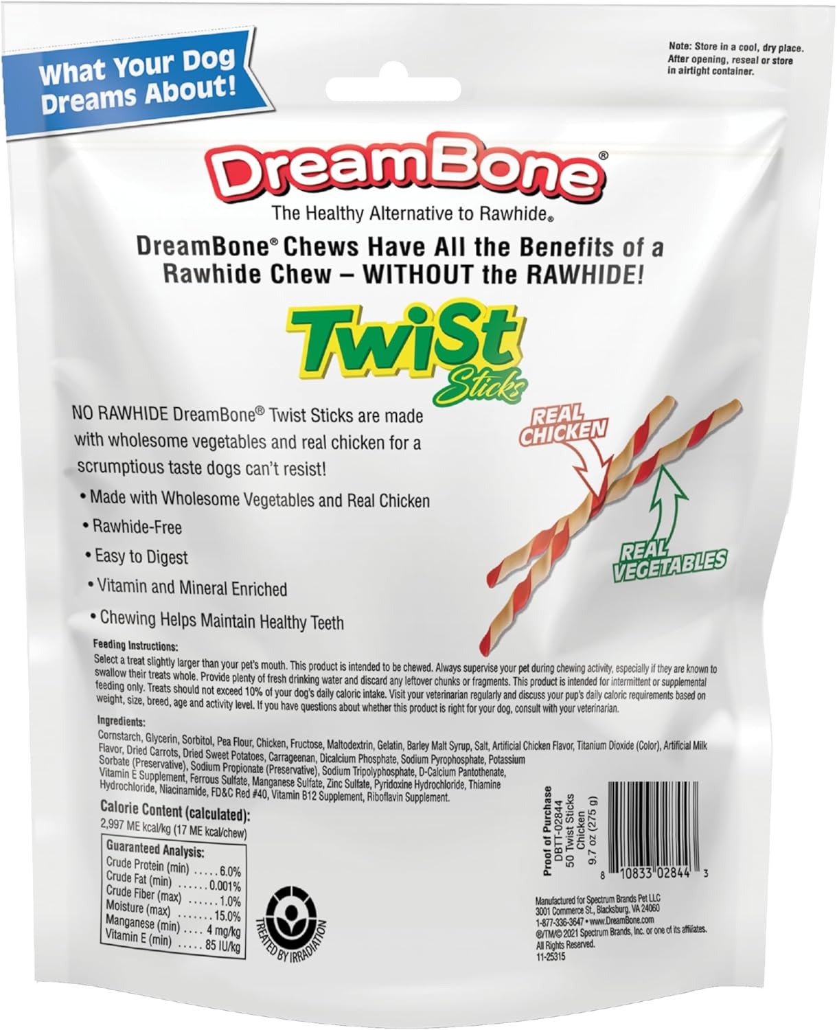 DreamBone Twist Sticks, Treat Your Dog to a Chew Made with Real Chicken and Vegetables
