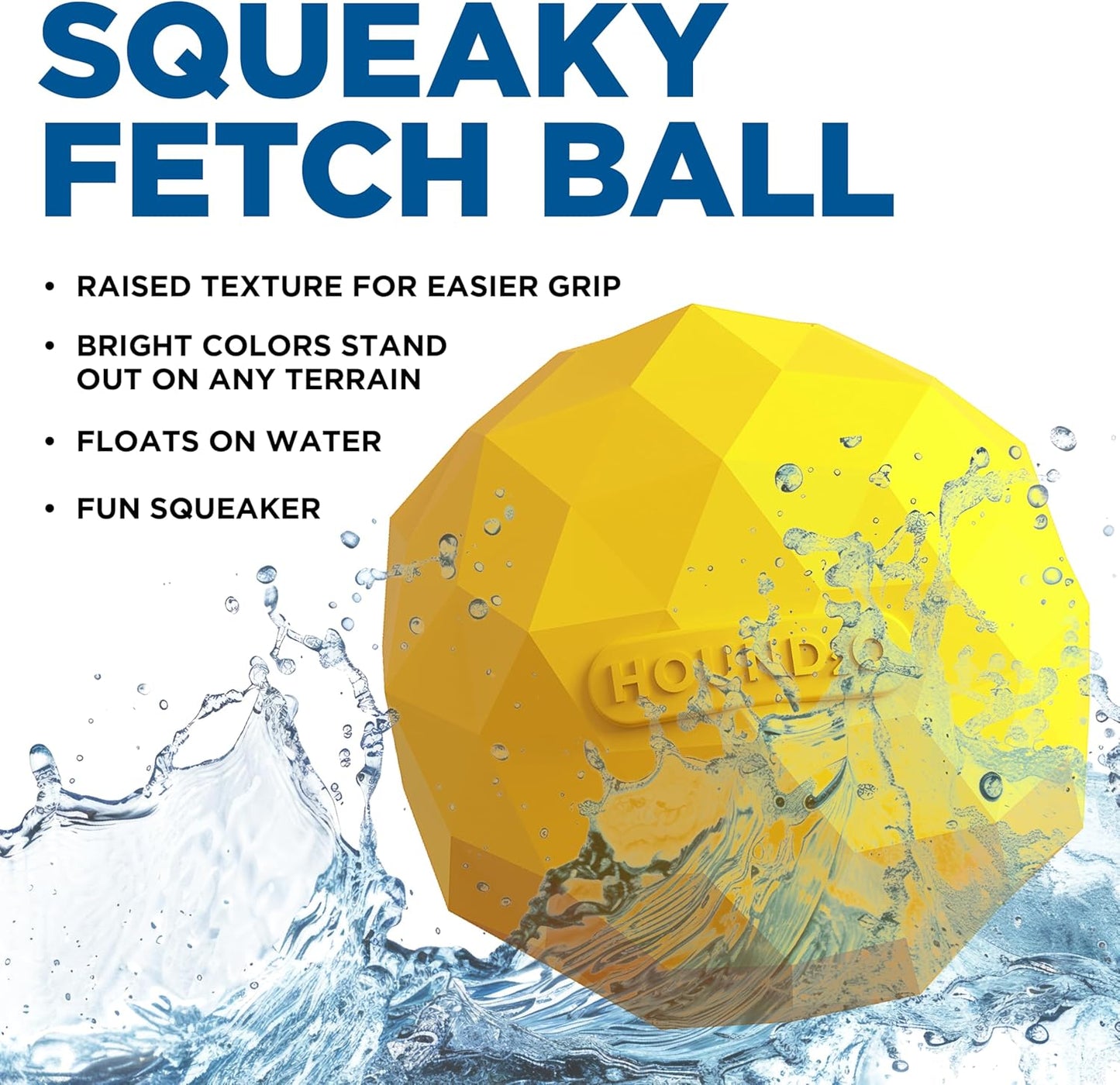 Hound2O Dog Toys | Squeaky Fetch Ball for Dogs | Yellow Floating Outdoor Toy - Easy to Clean and Made from Non Toxic Materials