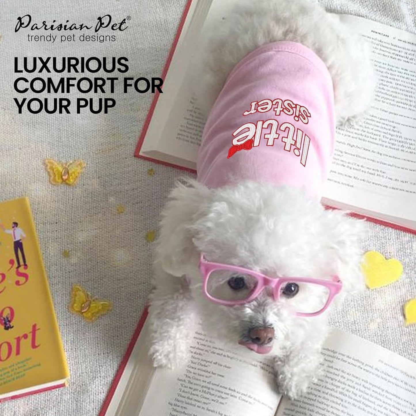 Parisian Pet Dog Cat Clothes Tee Shirts Little Sister T-Shirt, L