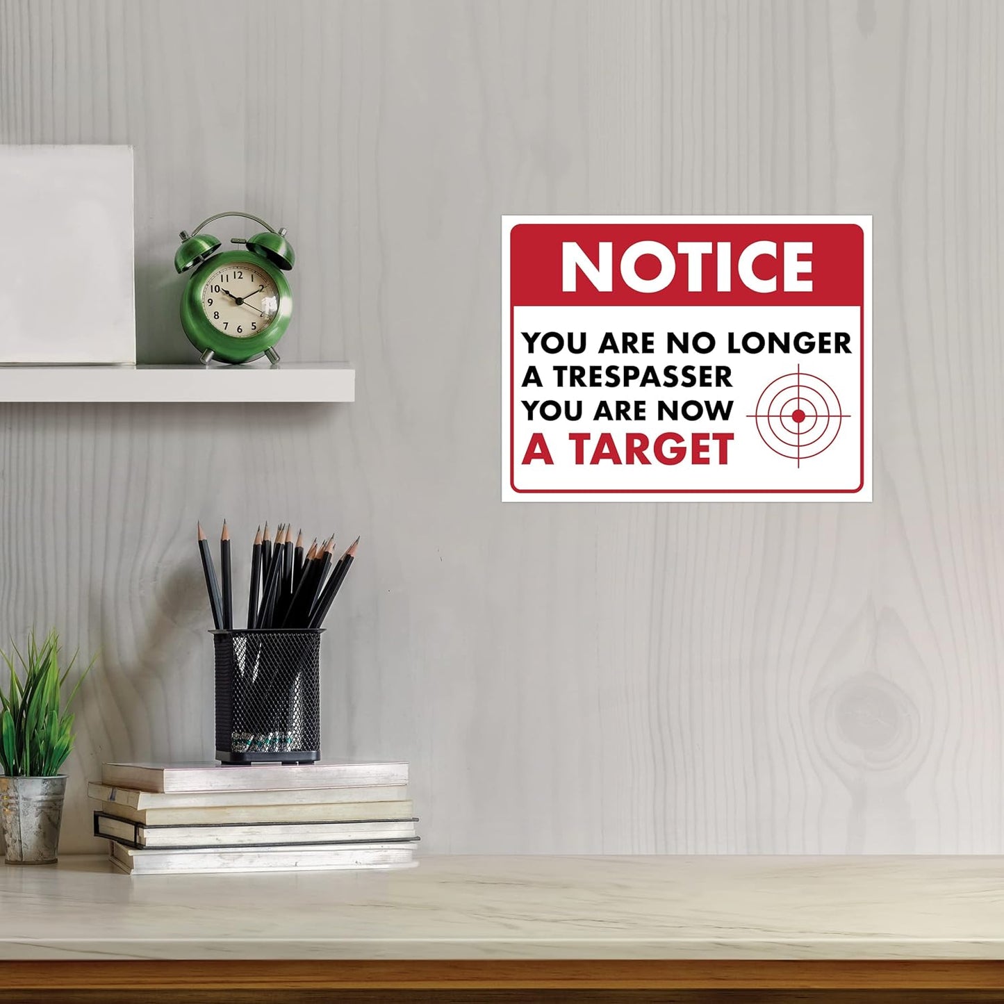 Humorous No Trespassing Sign – No Longer a Trespasser, You Are Now a Target – Laminated Home Security Sign, 8.5" x 11" - ENVISIONED Signage