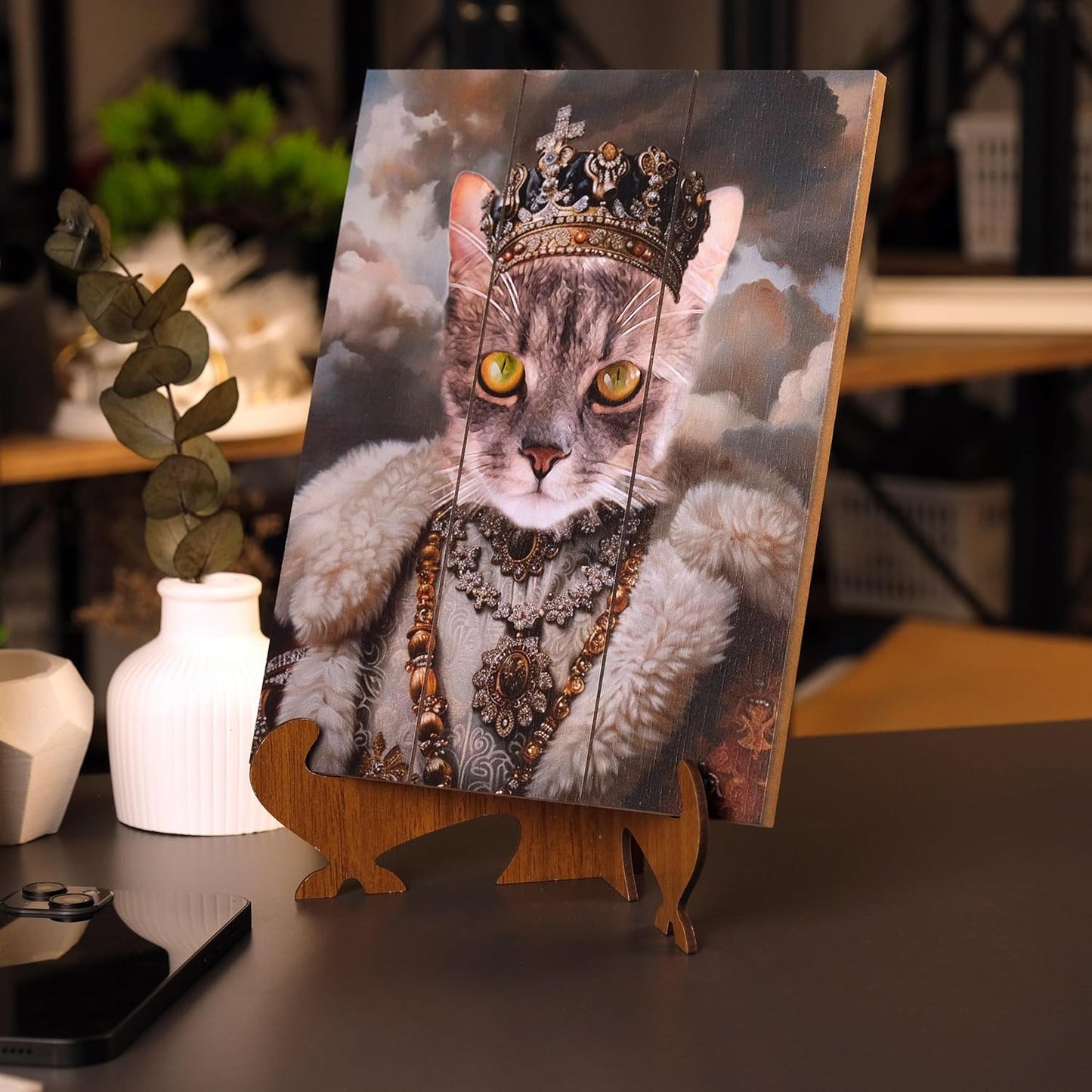 Custom Cat Memorial Wooden Photo Plaque Gift, Personalized Pet Remembrance Picture Frame, Sympathy Gift for Cat Loss, Pet Memorial Wall Art with Photo and Name (Cat Design)