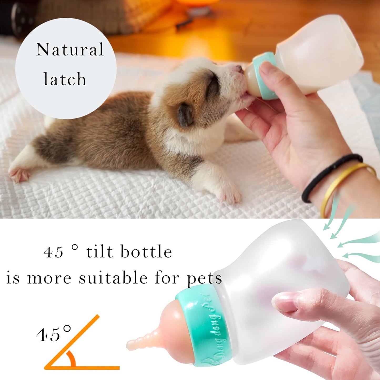 Pet Feeder Bottle,Silicone Feeding Nipple and Syringes for All Breed of Puppies and Other Animals Dongdong pet