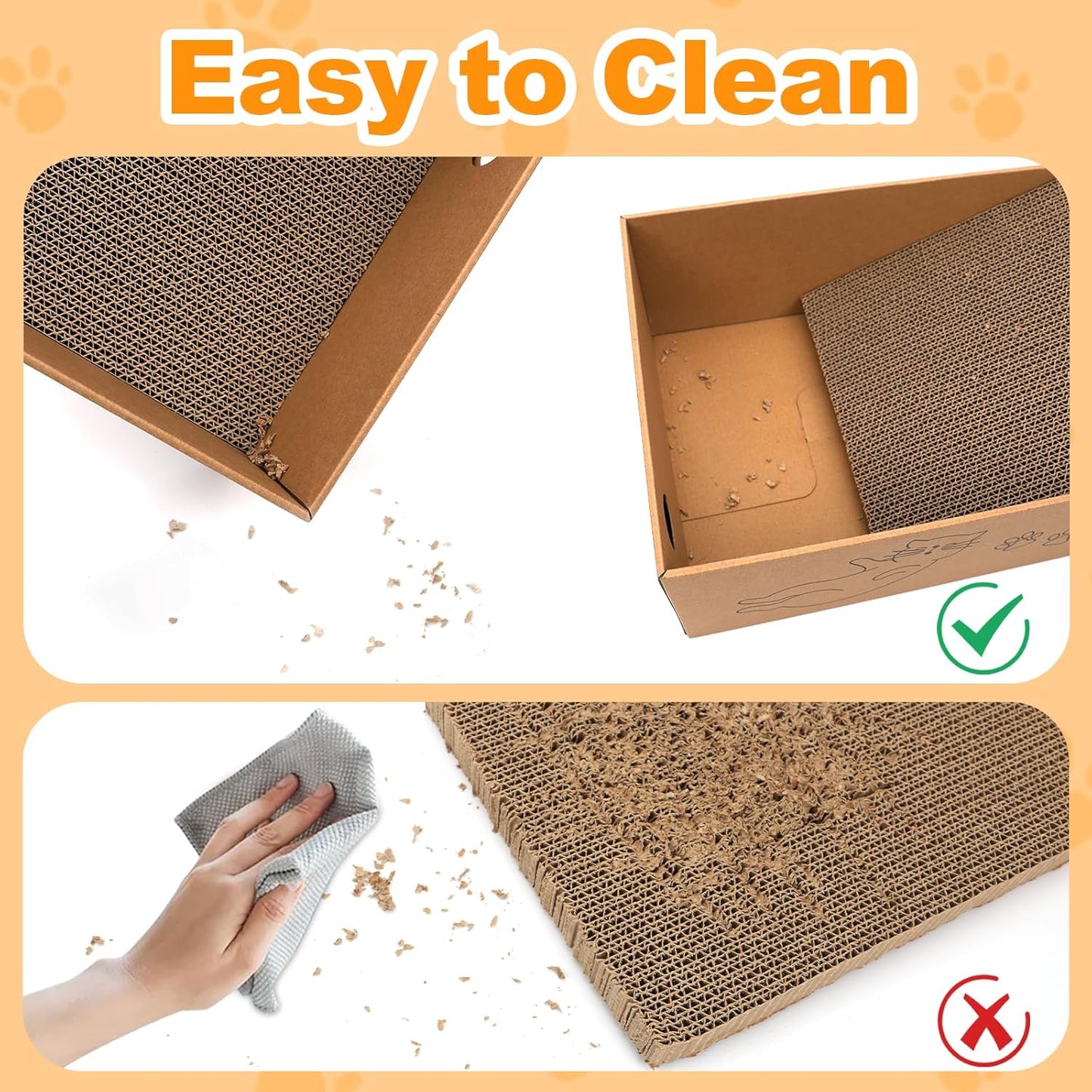 L-Shaped Cat Scratcher 2-in1 Scratching Board for Indoor Cats Protecting Furniture Cardboard Box Scratch Pad with Ball Toy Cats Scratching Posts with Cat Teaser