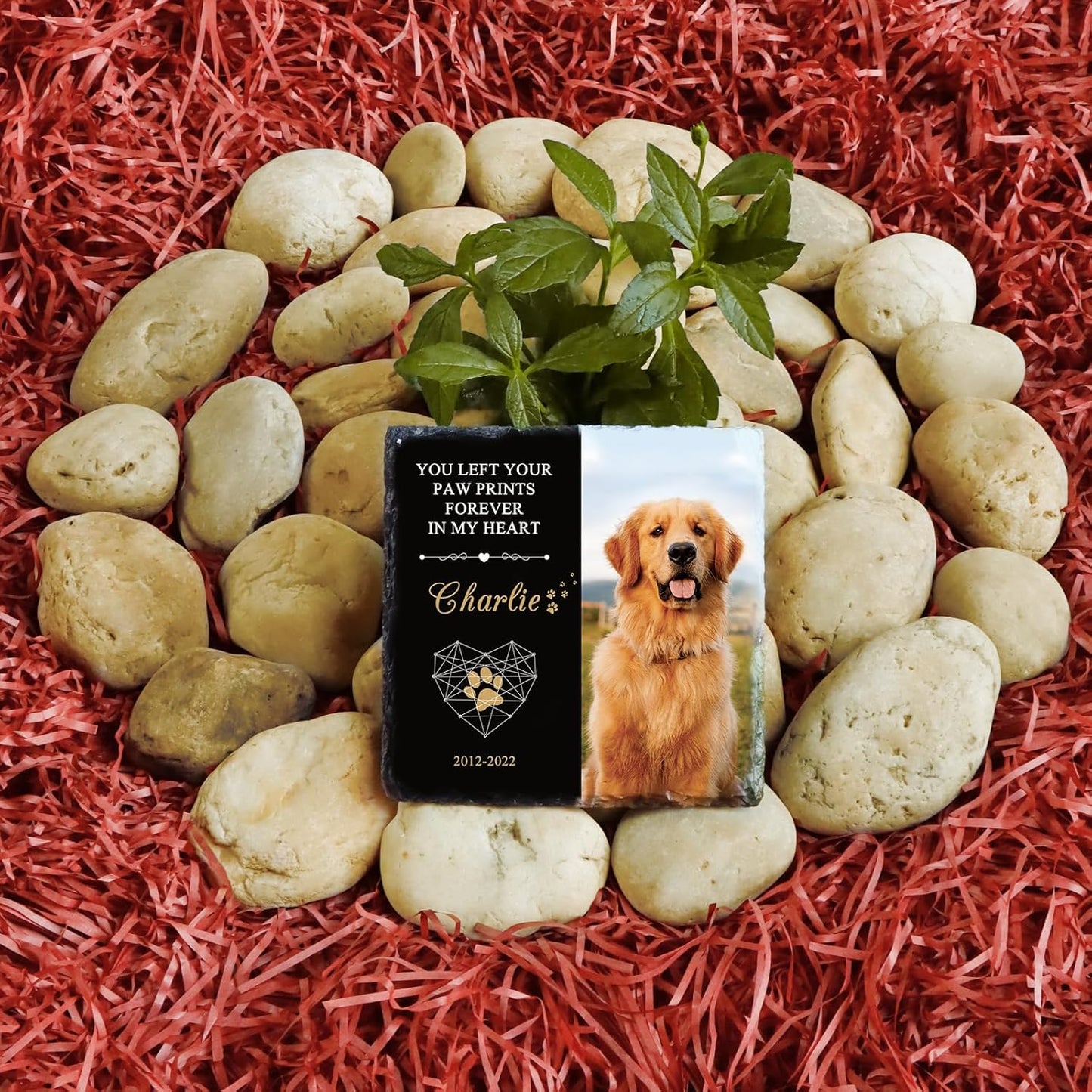 Bemaystar Personalized Dog Memorial Stone, Pet Memorial Gifts for Loss of Dog, Pet Memorial Stones for Dog, Pet Memorial Garden Stones, Dog Remembrance Stone, Pet Grave Markers Gifts for Cat Dog Lover