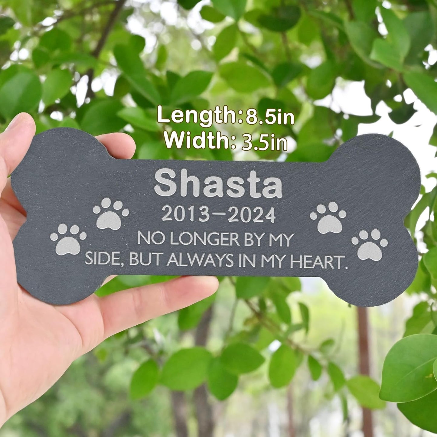 Pet Memorial Gift, Pet Memorial Stone, Dog Memorial Gifts for Loss of Dog, Pet Loss Sympathy Gift, Pet Remembrance Gifts, in Memory of Dog Cat - Always in My Heart Bone