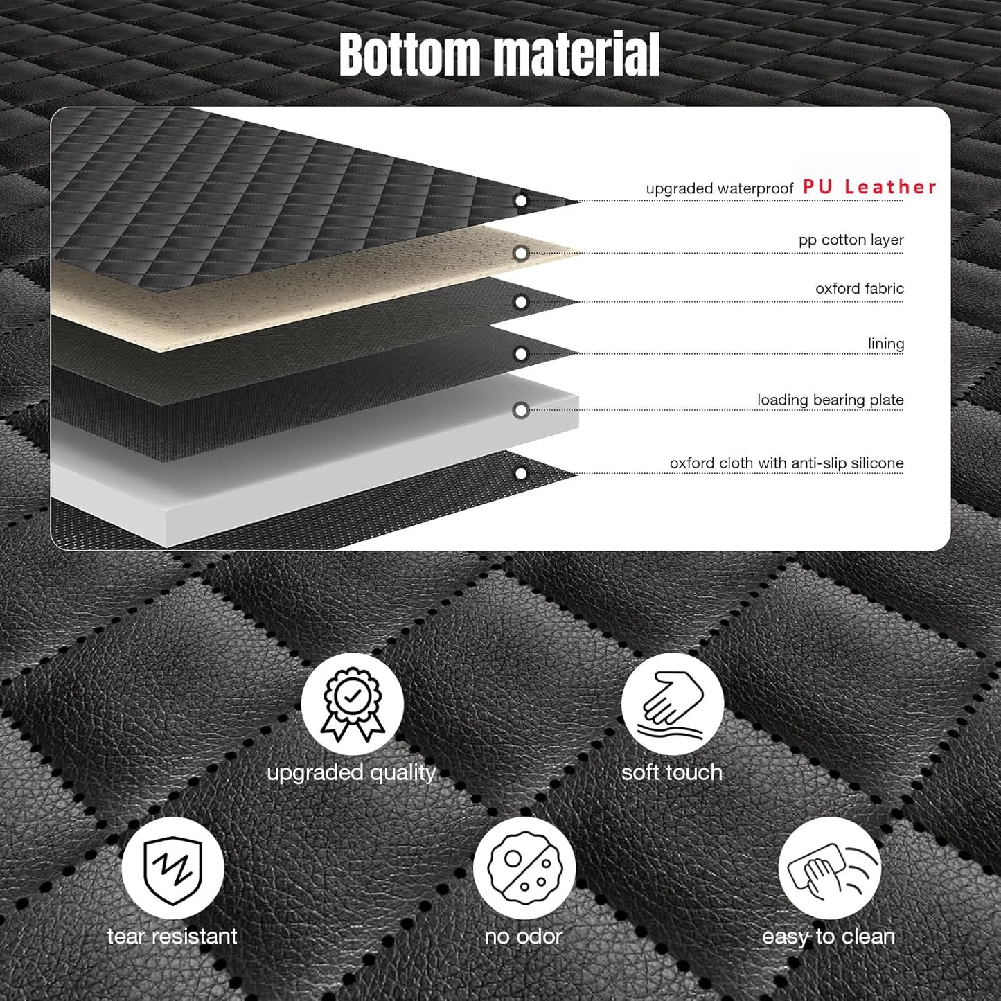 AsFrost Upgraded PU Leather Dog Car Seat Cover for Back Seat, Waterproof Scratchproof Back Seat Extender Protector with Hard Bottom for Dogs Travel Camping, Dog Hammock Bed for Cars SUVs Trucks-Black