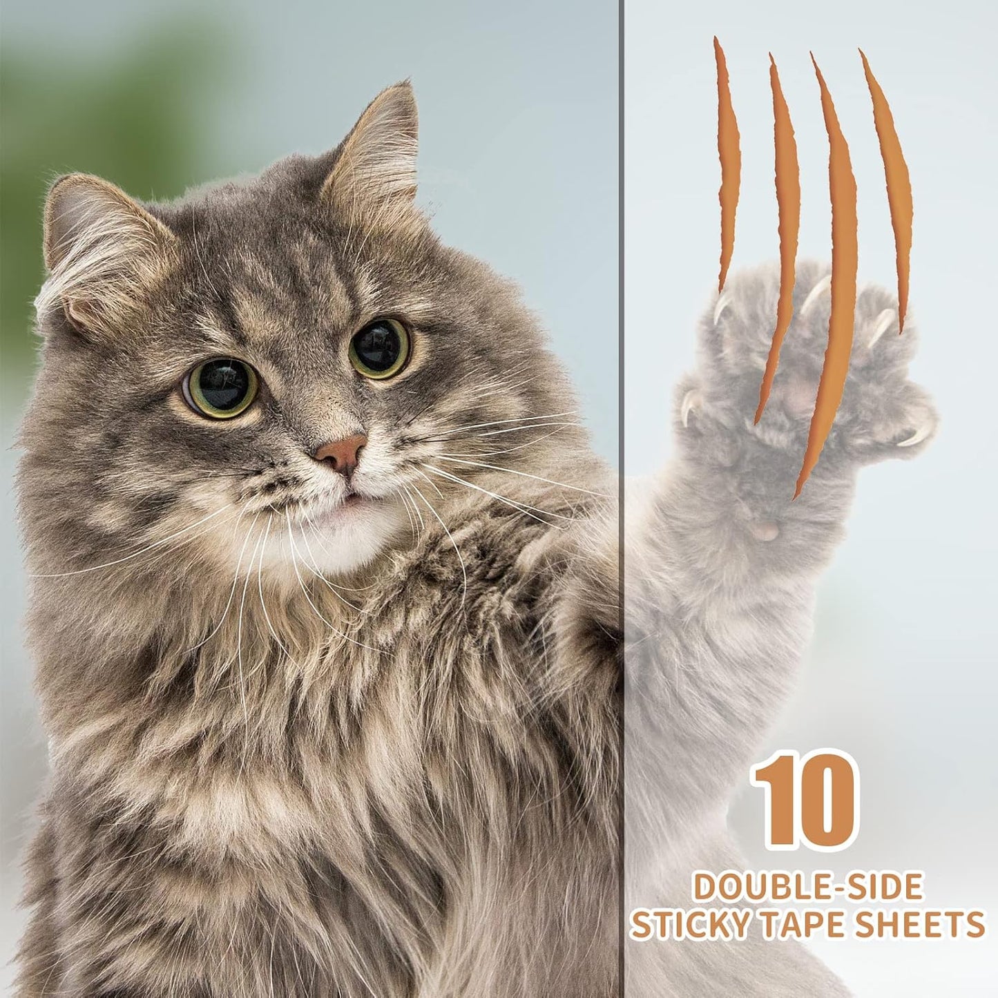 MILIFUN Cat Scratch Tape, Cat Tape for Furniture, Double Sided Tape for Cats, Scratch for Furniture (10Pack XL 14”L 11”W)