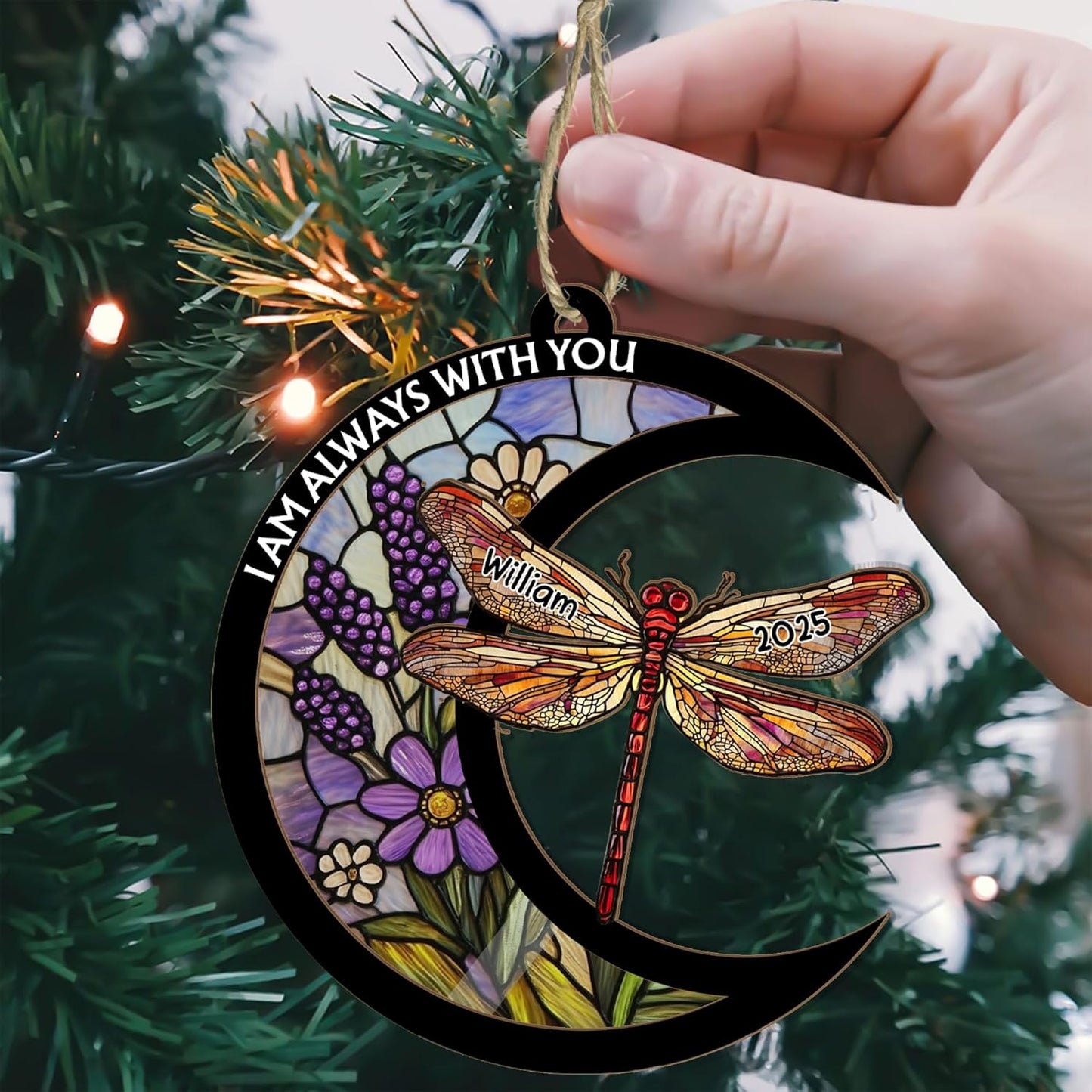 Personalized Dragonfly Suncatcher Ornament - Dragonfly Gifts for Women, Dragonflies Gifts for Women Dragonflies Lovers, Gift for Mother's Day, Birthday Anniversary for Mom from Daughter Son