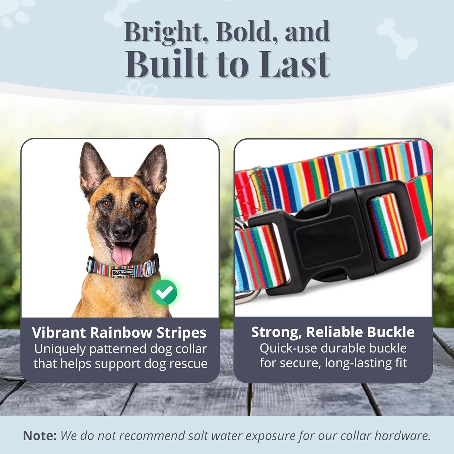 Lucky Love Dog - Adjustable Dog Collar with Easy Click Buckle for Small to Large Ones, Durable, & Comfortable for Male & Female Dogs, Pet Collar for Puppies & Adult Dogs - Hippie, Large