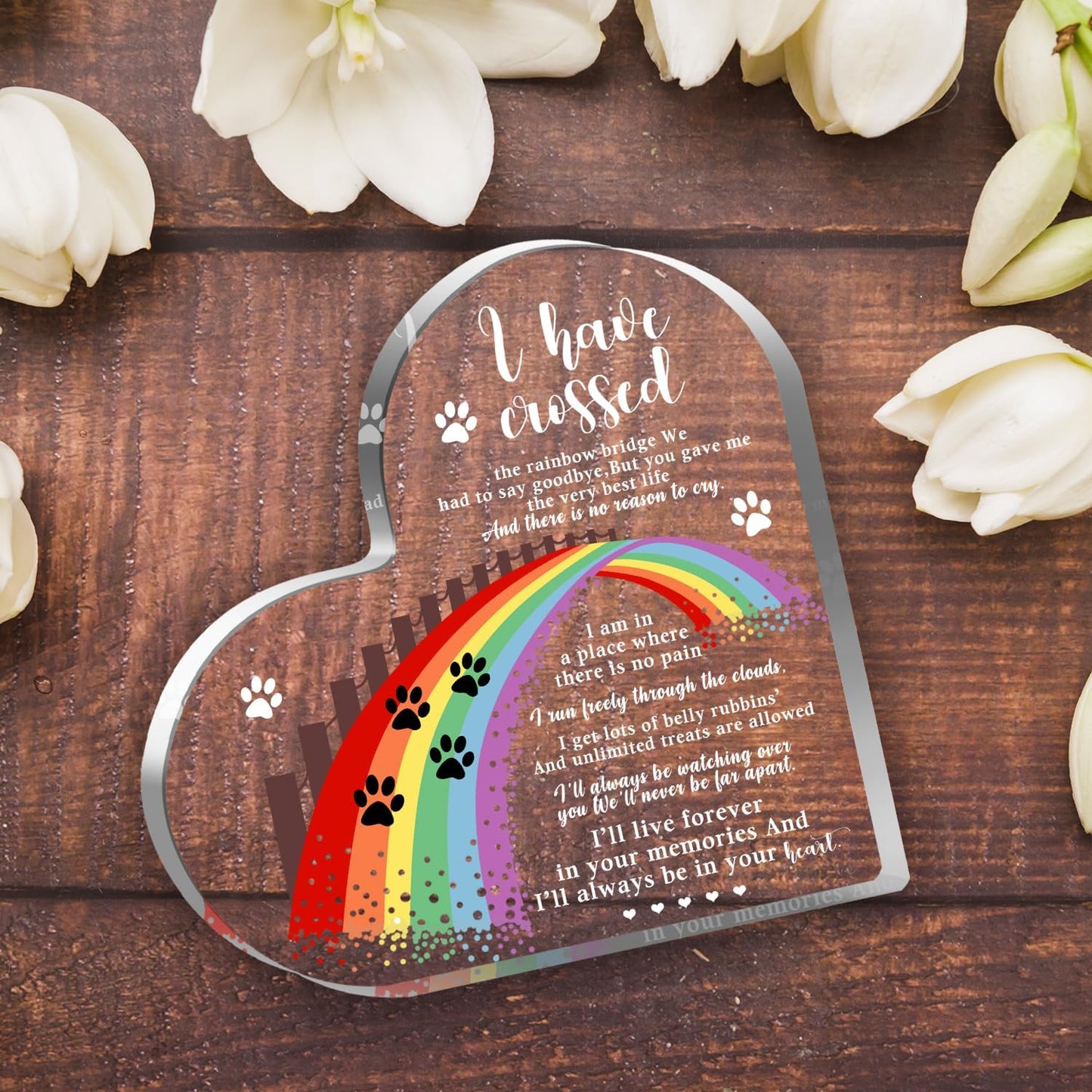Xendelow Pet Memorial Gifts, Sympathy Gifts for Loss of Dog Cat, Pet Sympathy Present, Pet Memorial Acrylic Rainbow Bridge Decorations, Condolences Gift for Remembrance, Bereavement Gift for Loss Pet