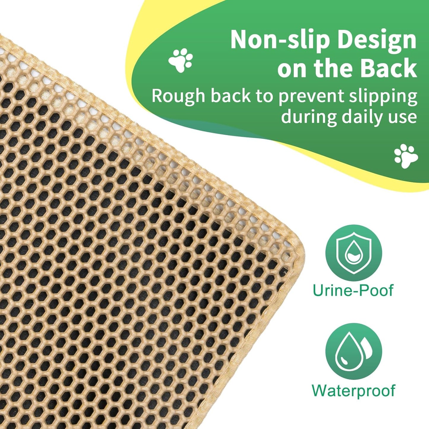 GRELY XL 47 x 28 Extra Large Double Layer Cat Litter Mat, Kitty Box Mat, Waterproof Urine Proof Non-Slip Cats Rug for Pet,Litter Trapping Mat