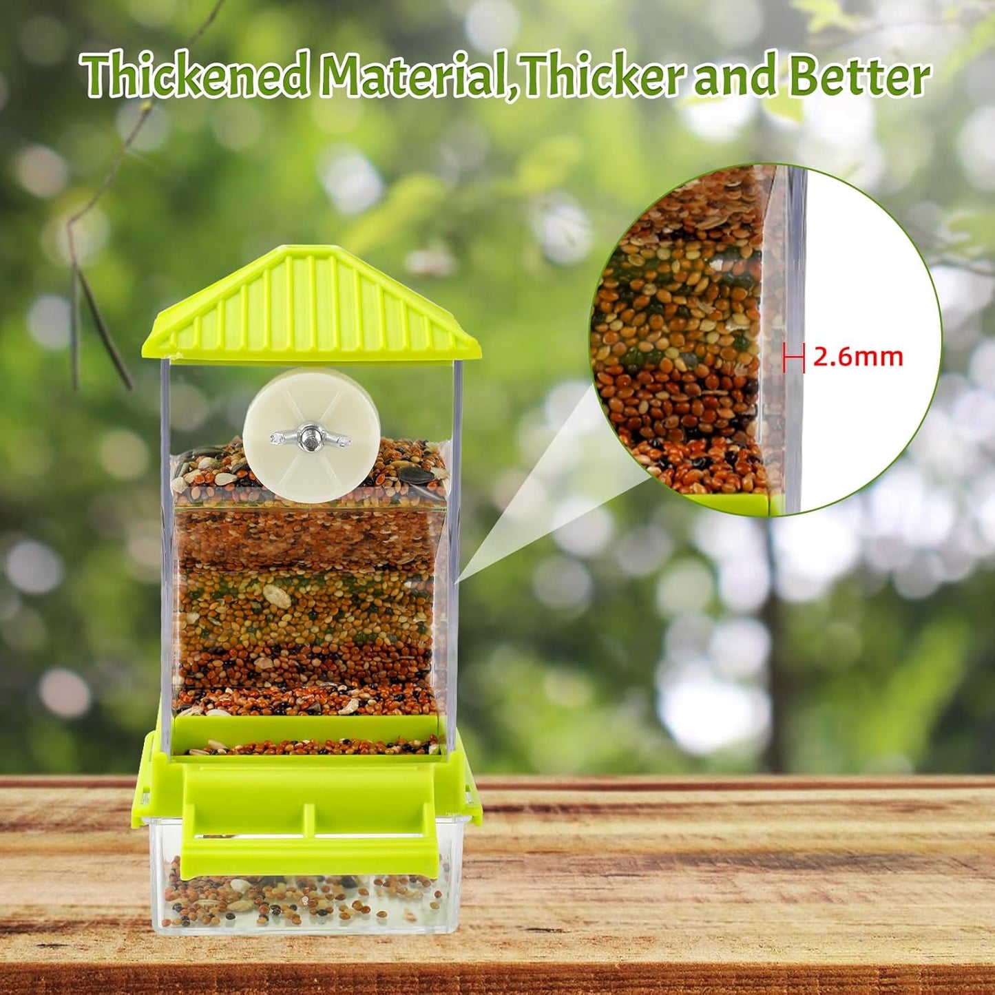 Rypet No Mess Automatic Bird Feeder for Cage,Transparent Acrylic Parrot Seed Feeders,Food Container for Cage,Parrot Feeder Cage Accessories for Small and Medium Lovebirds Parakeets Cockatiel Finch