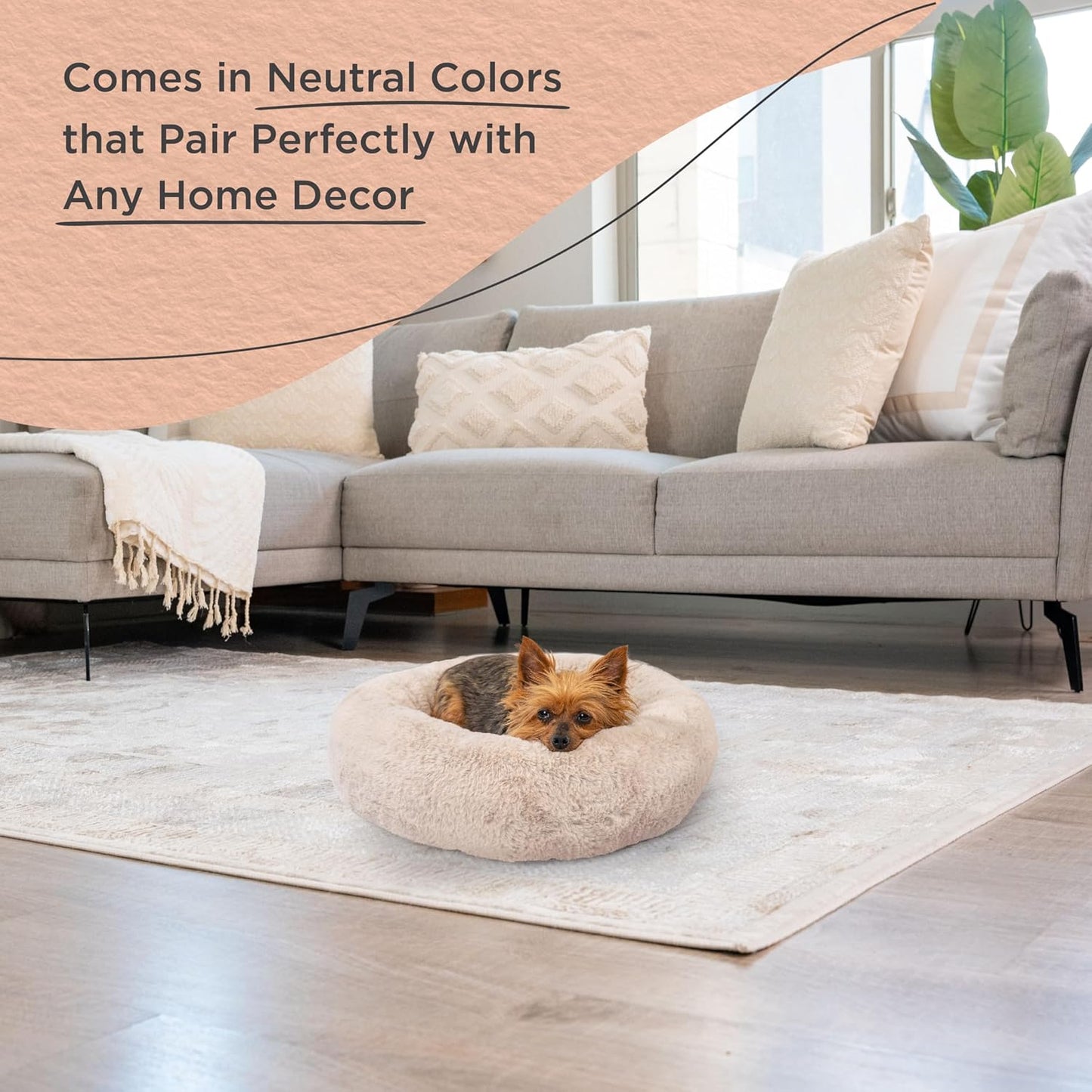 Best Friends by Sheri SnuggleSoft Faux Fur Calming Donut Bed for Dogs and Cats, Brown, Extra Small, 18x18