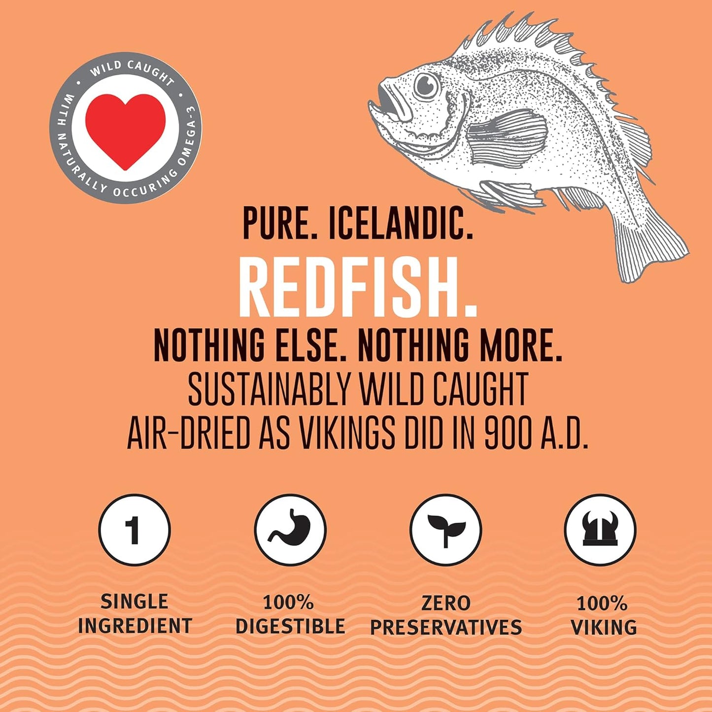 Icelandic+ Skin Rolls: Redfish - 3oz Bag, Dog Treats, Pure Wild-Caught Air-Dried Fish, Single Ingredient Snacks, Pe Chews, Just The Fish Nothing Else