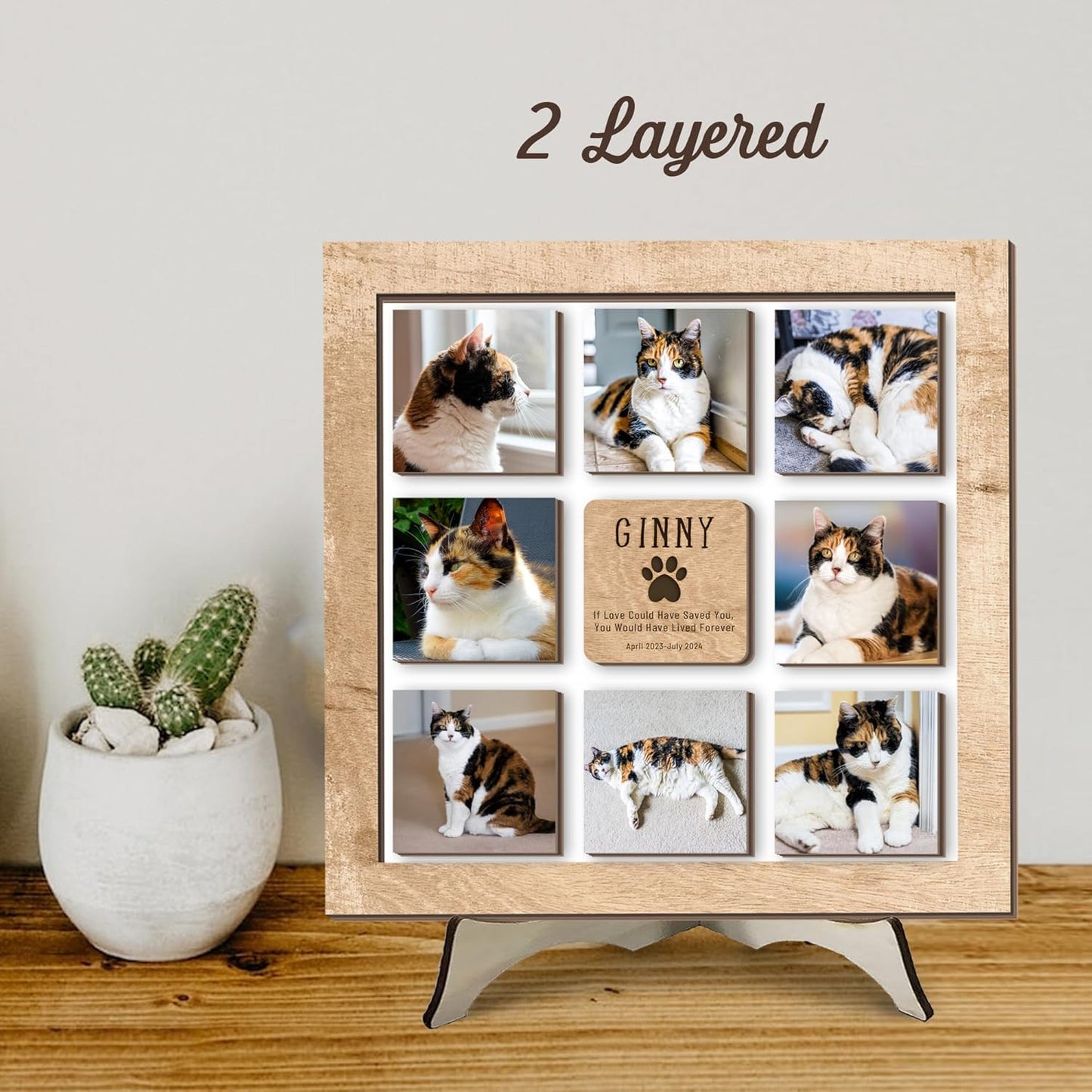 Personalized Pet Memorial Picture Frame – Custom Cat Memorial Sign with Photos, Name & Quote, Pet Loss Sympathy Gift, Pet Remembrance Keepsake, Gift for Pet Lovers