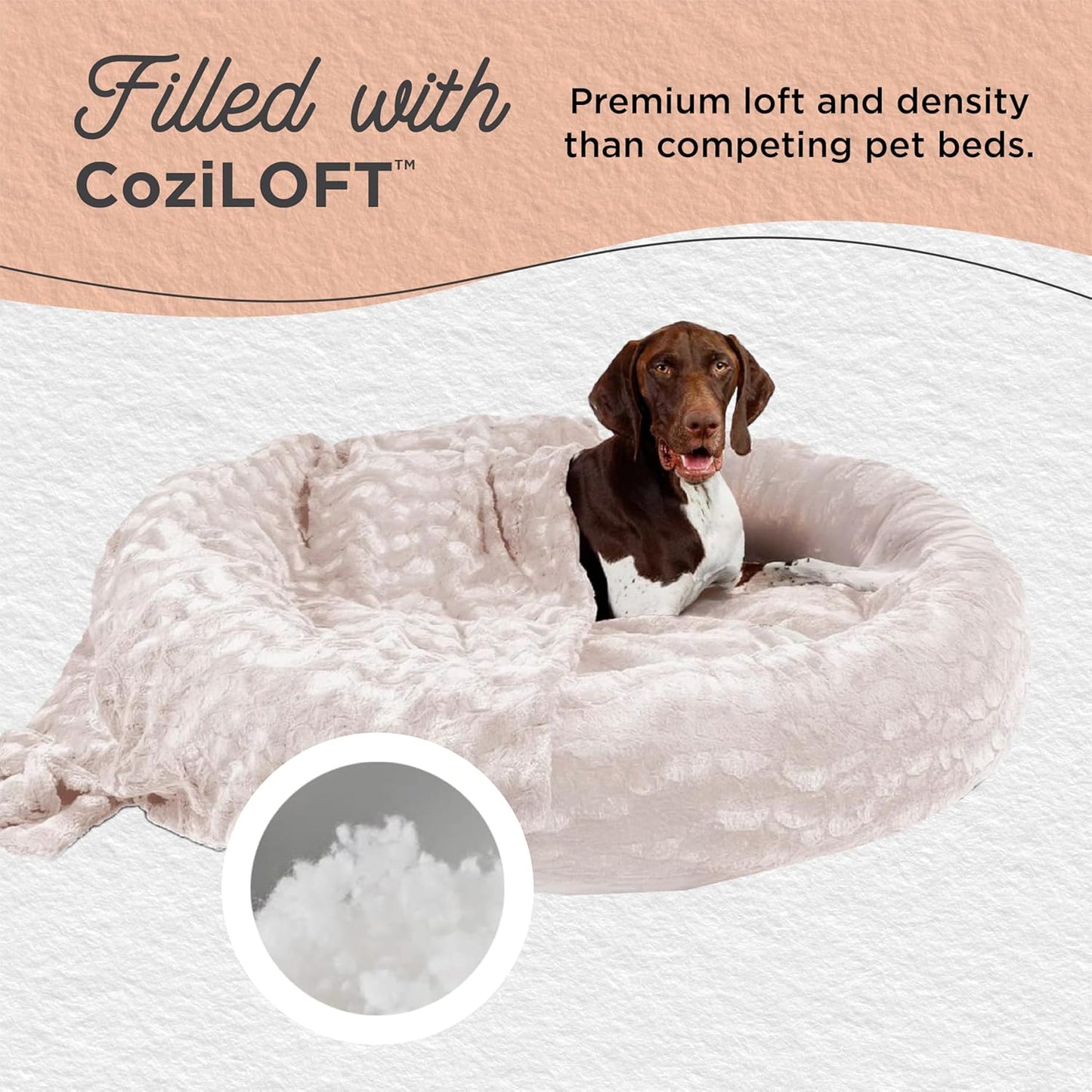 Best Friends by Sheri Bundle Set The Original Calming Lux Donut Cuddler Cat and Dog Bed + Pet Throw Blanket, Oyster, Extra Large, 45x45