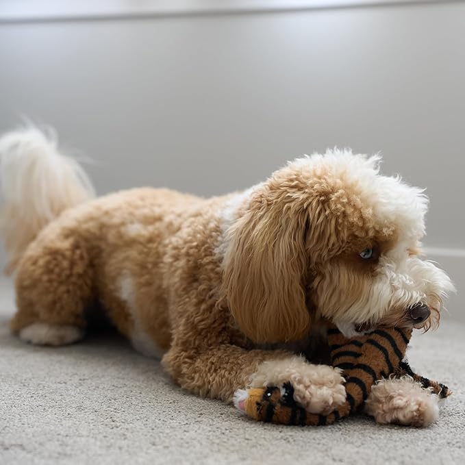 SPOT Skinneeez Jungle Cat 14 Inch Stuffing-Free Plush Squeaky Dog Toy – Soft Interactive Chew Toy for Small and Medium Dogs – Mess-Free Play for Light & Moderate Chewers