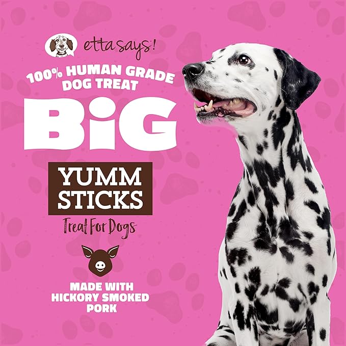 etta says! Big Yumm Sticks - Real Meat Pork Dog Jerky Treats - Human Grade - Made in The USA (24 Count Pack of 1)