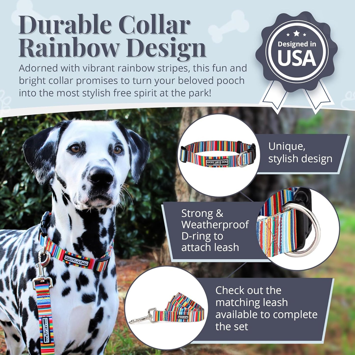 Lucky Love Dog - Adjustable Dog Collar with Easy Click Buckle for Small to Large Ones, Durable, & Comfortable for Male & Female Dogs, Pet Collar for Puppies & Adult Dogs - Hippie, XS